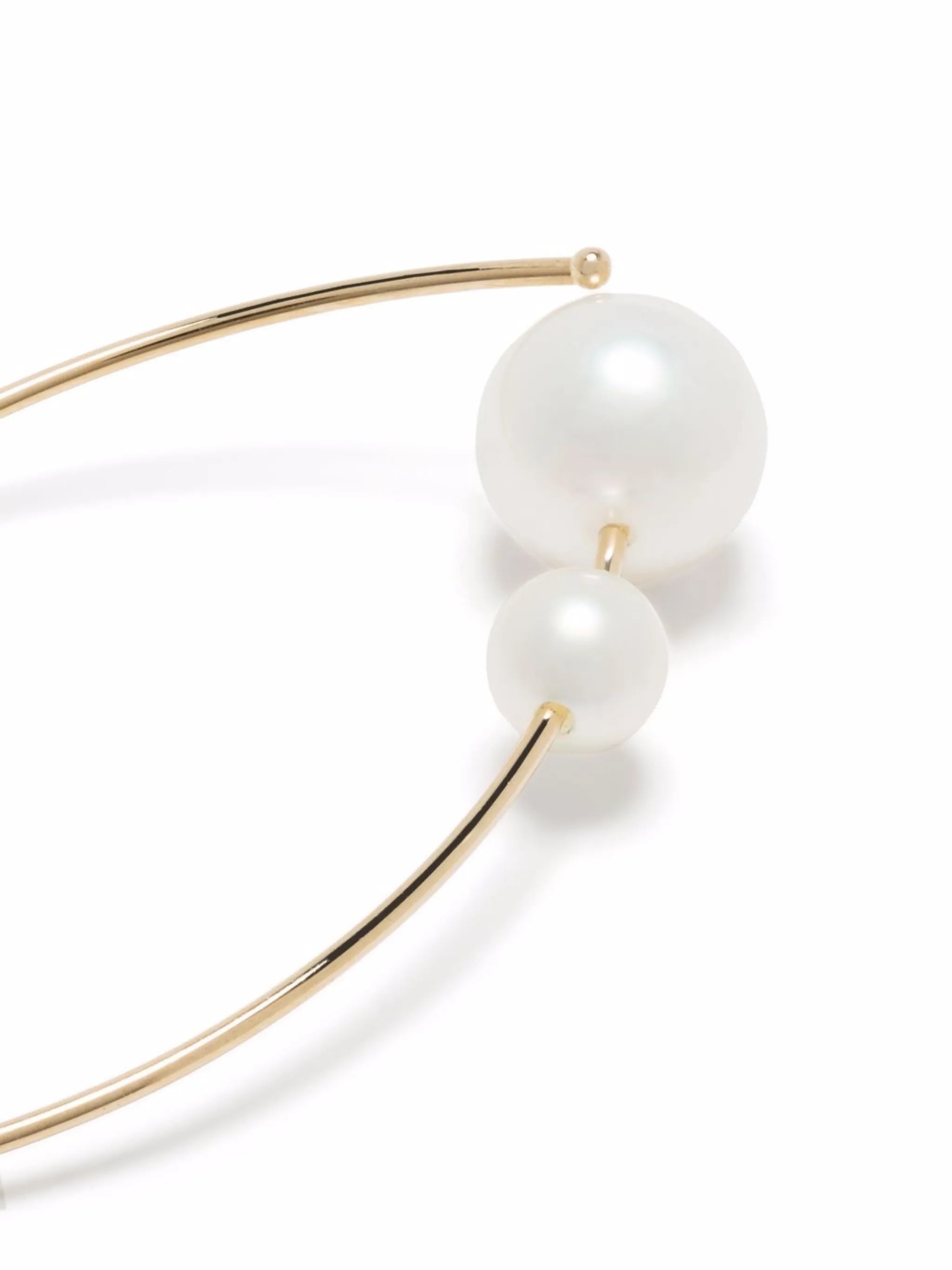 14kt yellow gold medium double pearl open marquis earrings