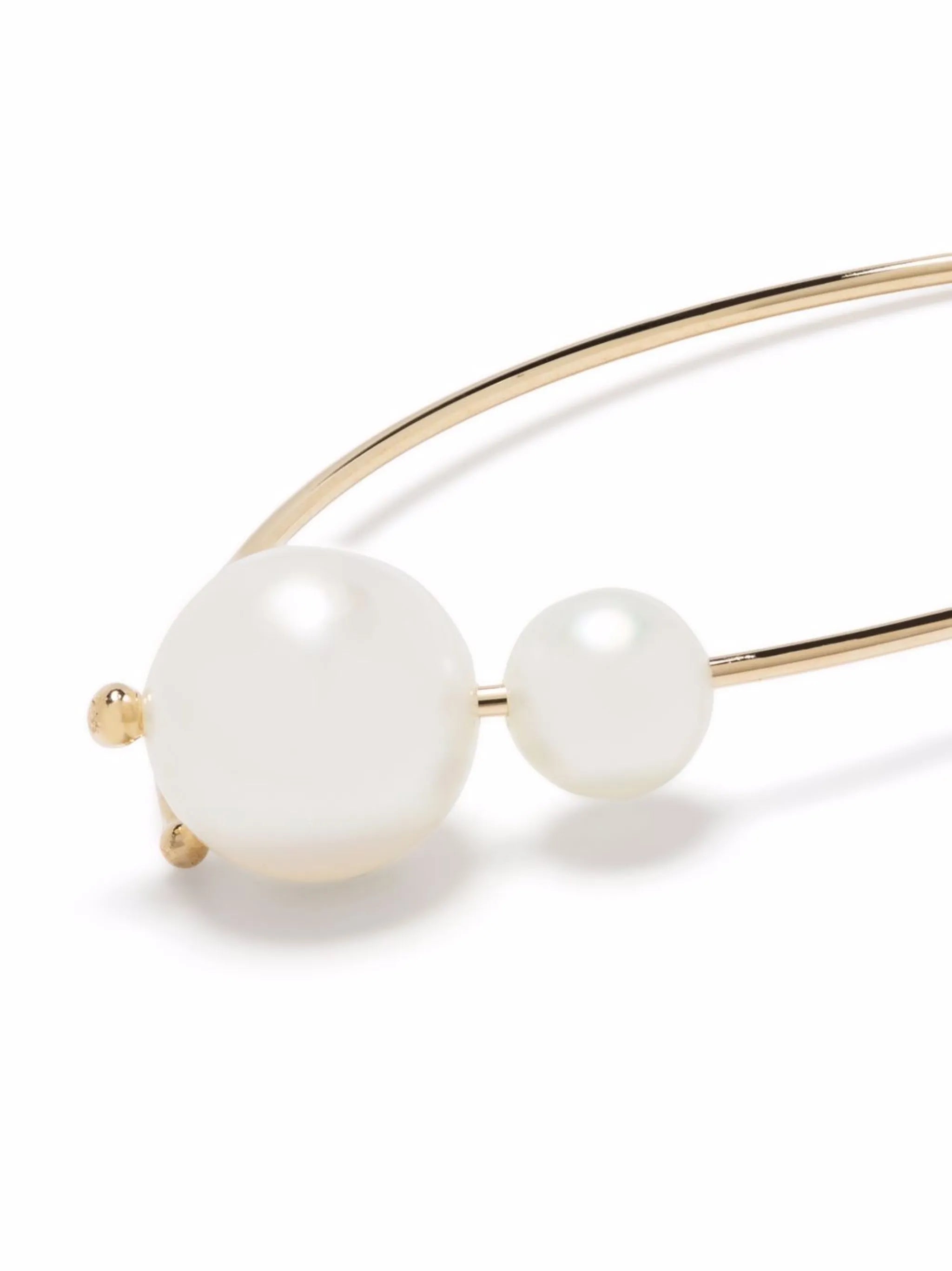 14kt yellow gold medium double pearl open marquis earrings