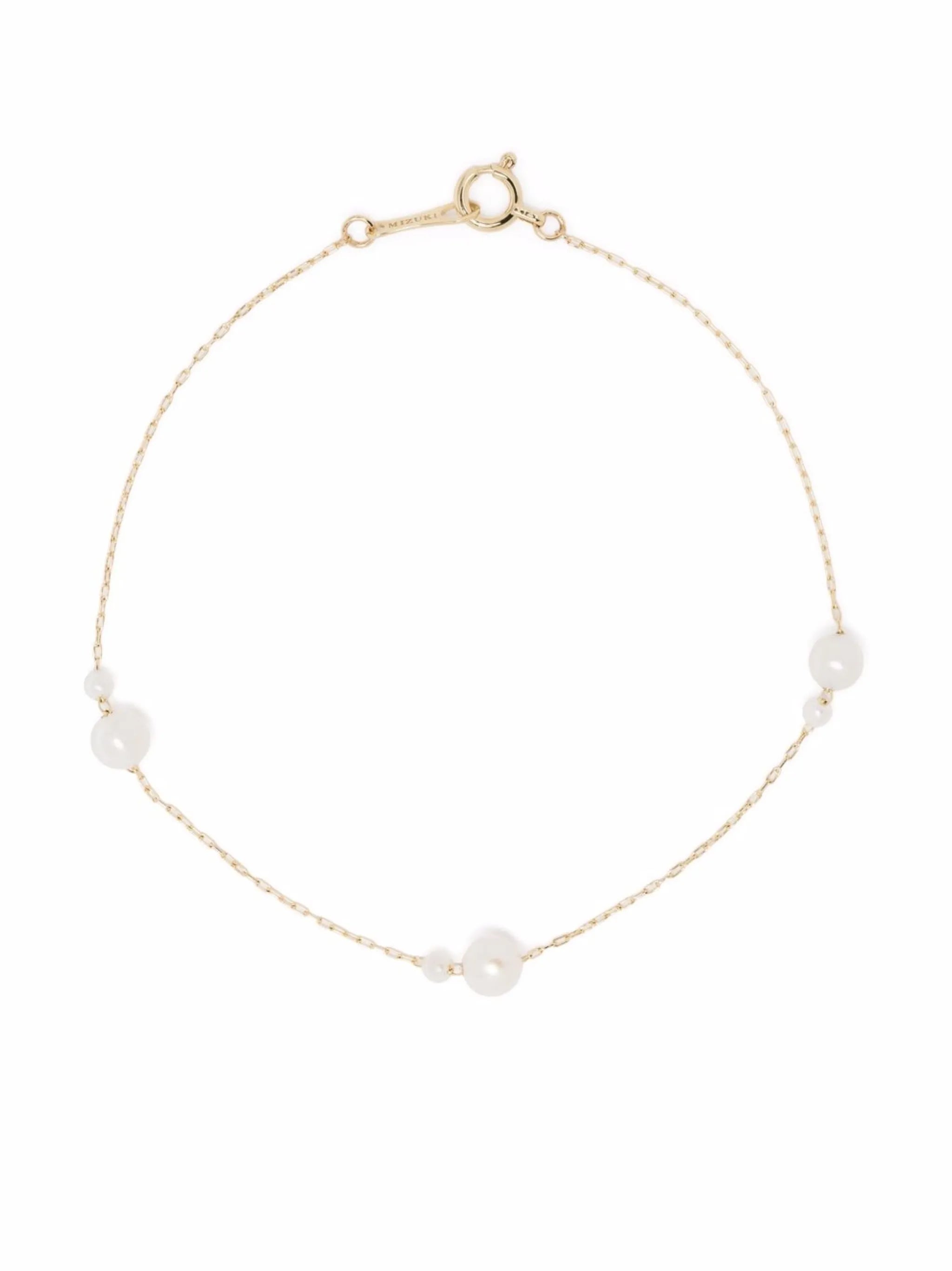 14kt yellow gold Kissing double floating pearl bracelet