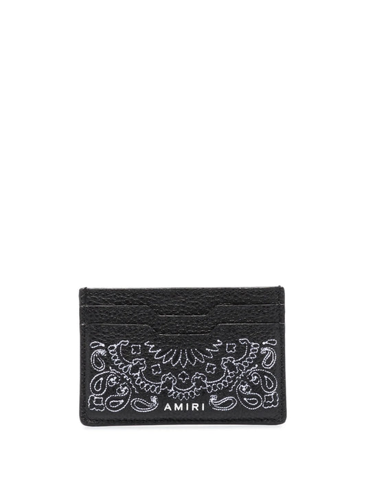 bandana-print leather cardholder