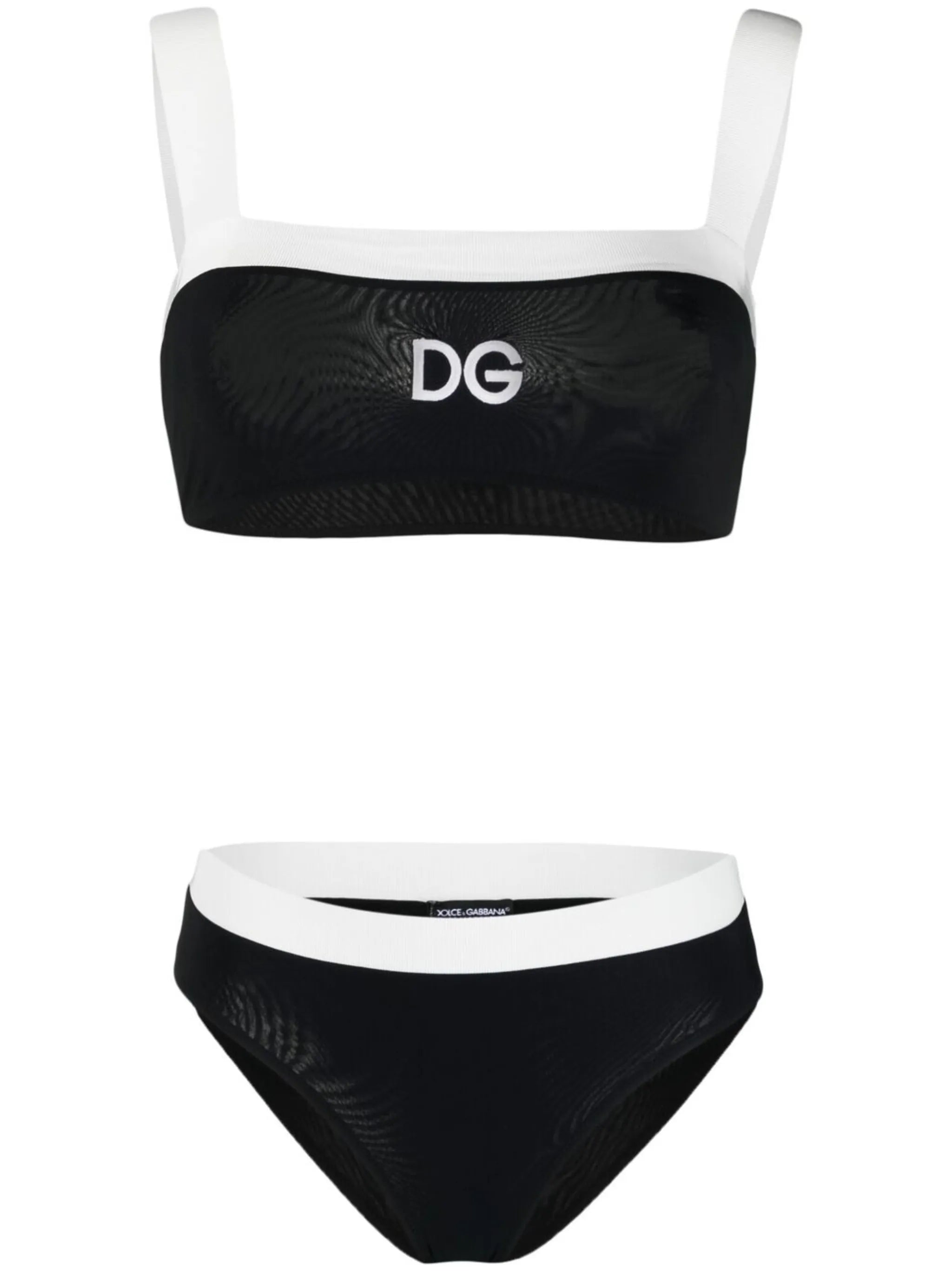 embroidered contrast-trim bikini