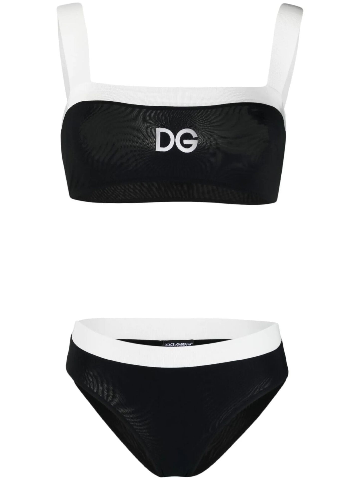 embroidered contrast-trim bikini