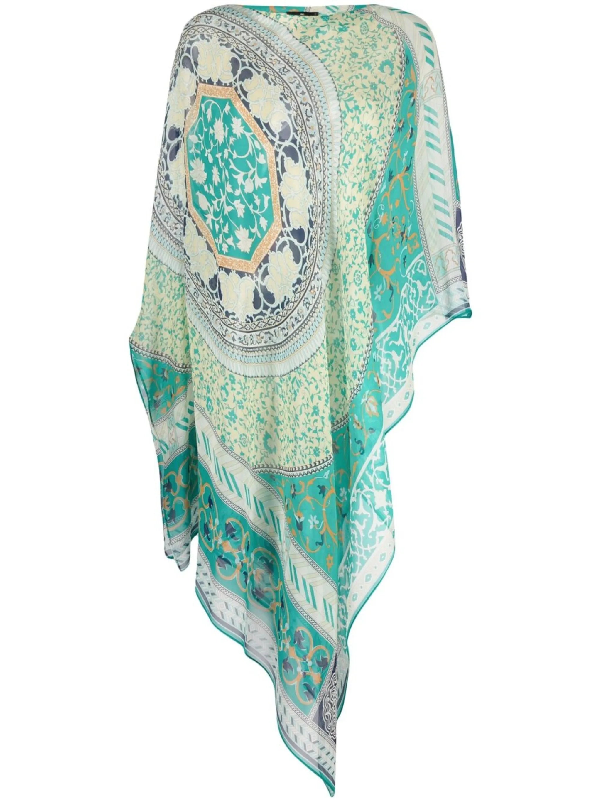 geometric-print silk poncho top