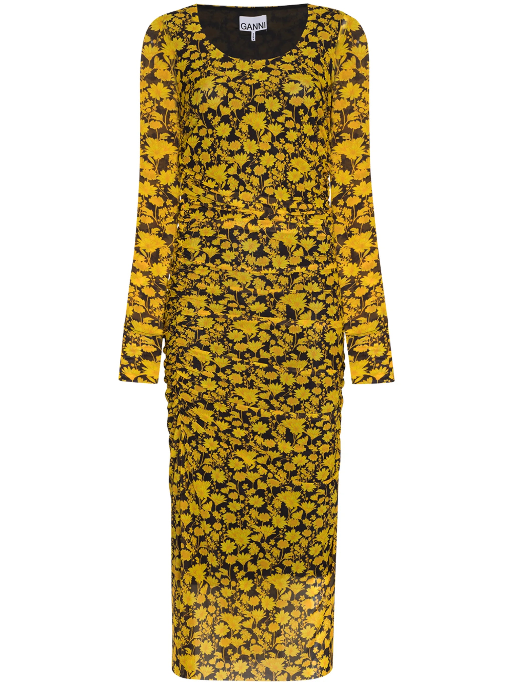 floral print long-sleeve midi dress