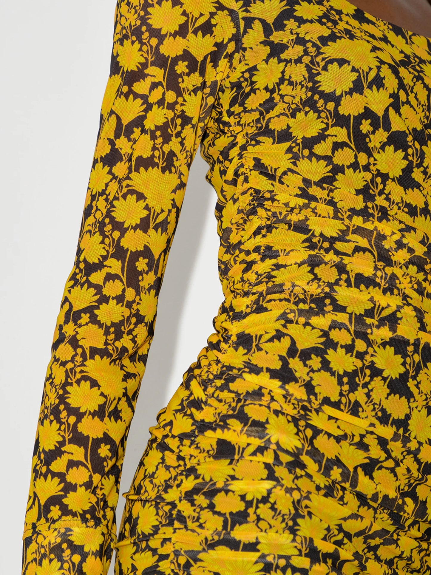 floral print long-sleeve midi dress