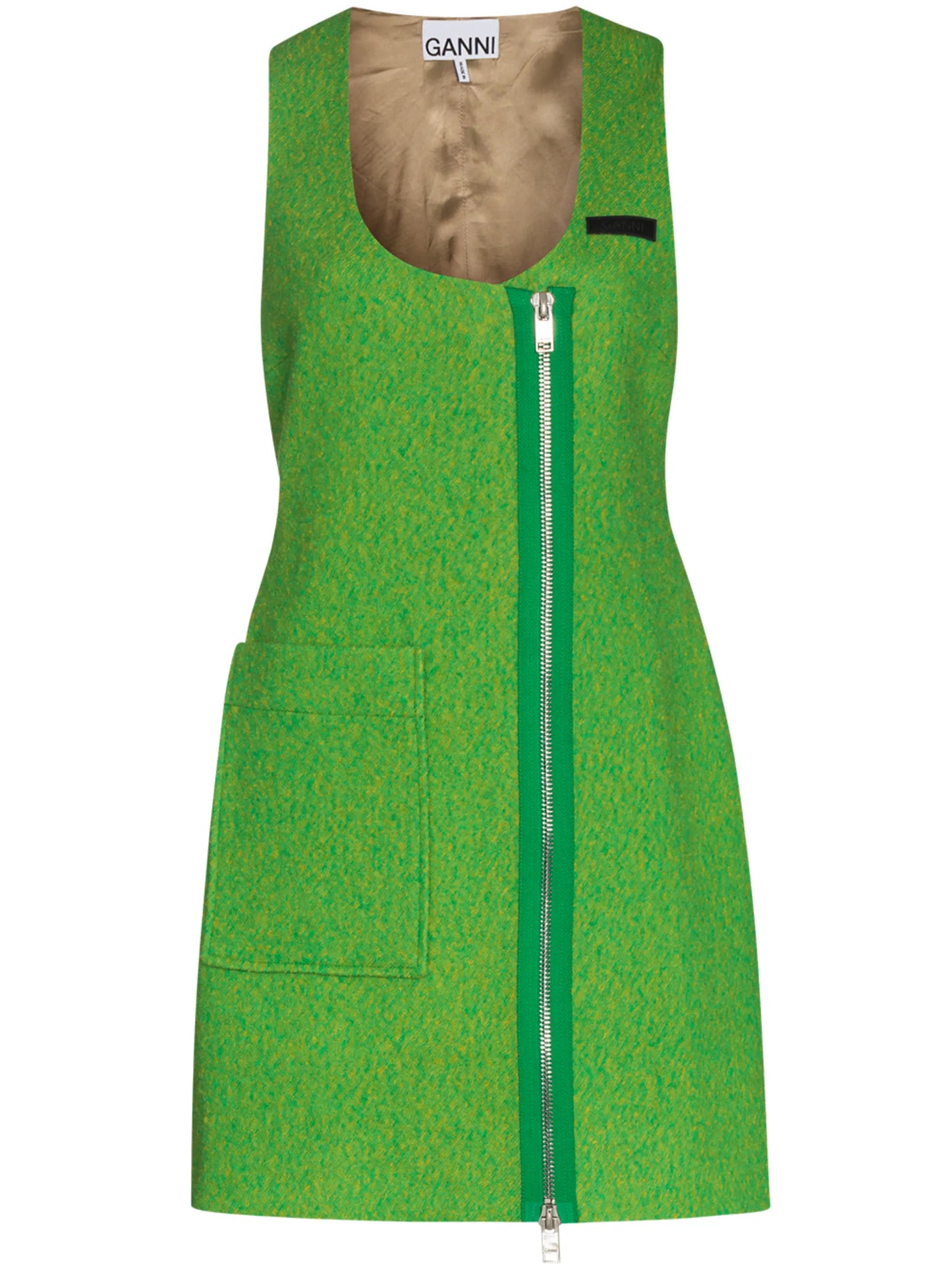 zip-detail scoop-neck dress