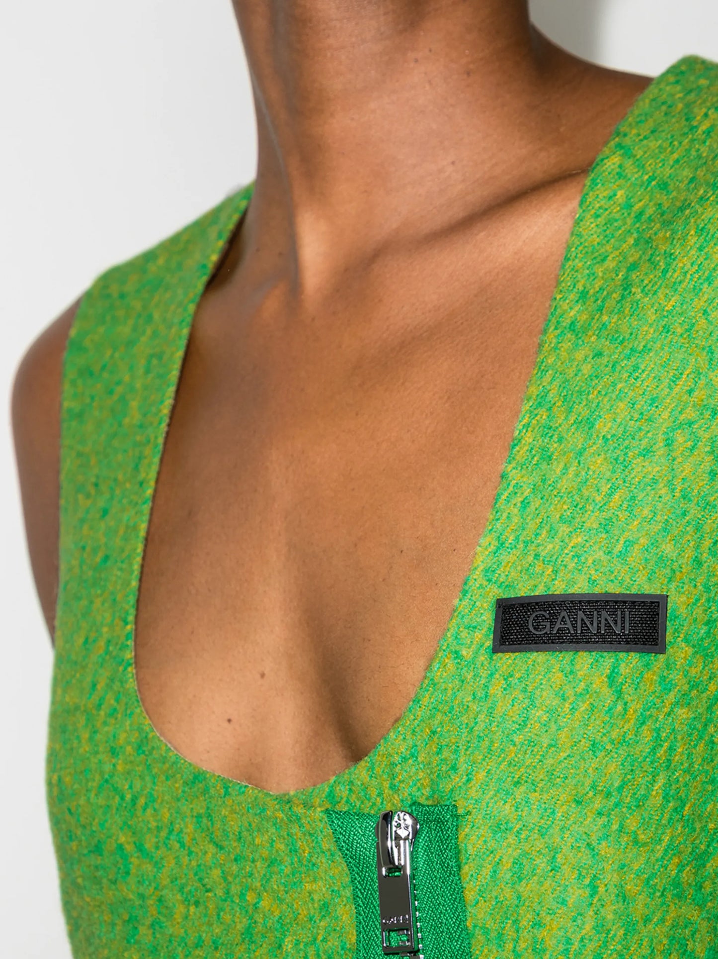 zip-detail scoop-neck dress