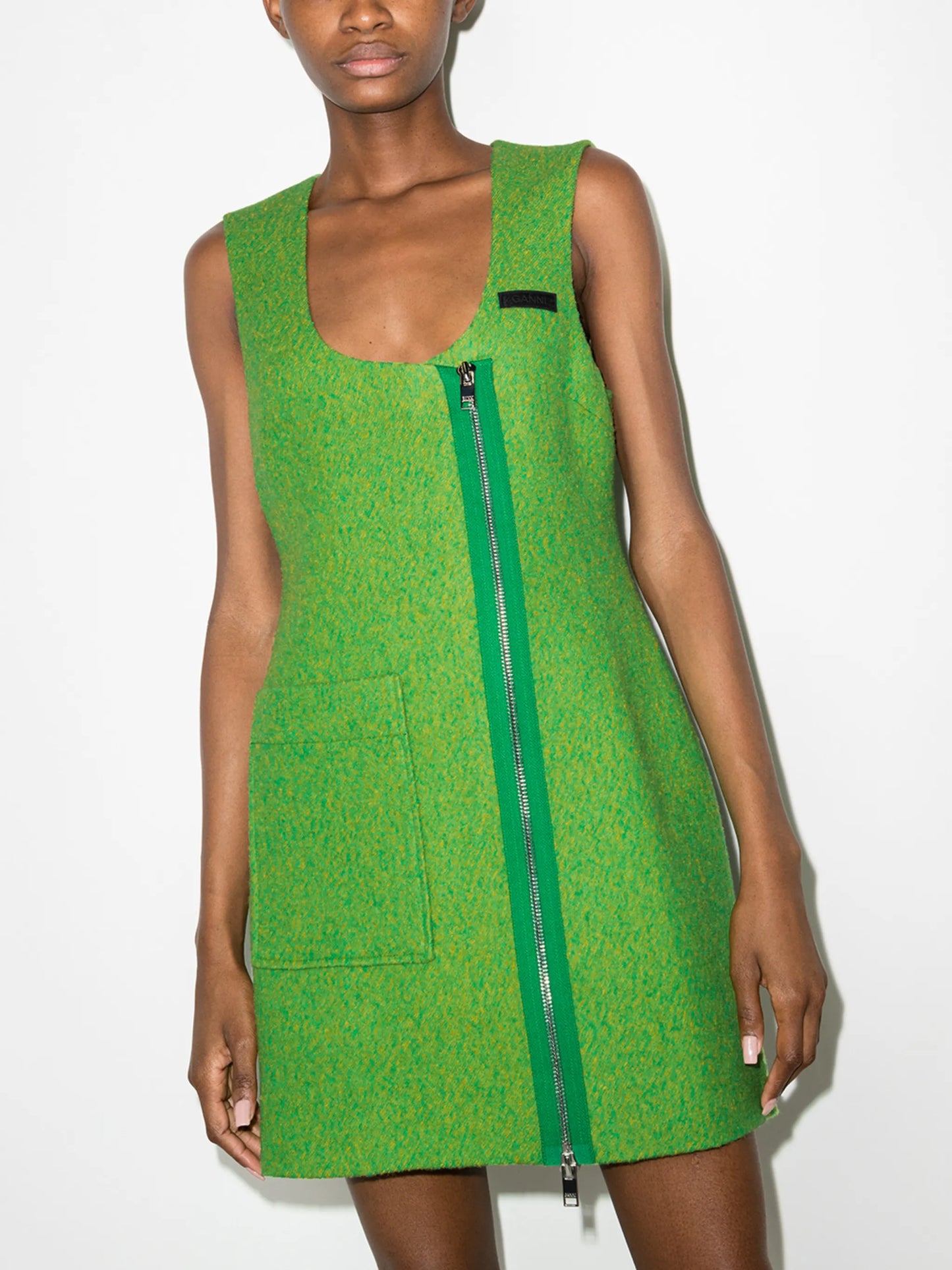 zip-detail scoop-neck dress