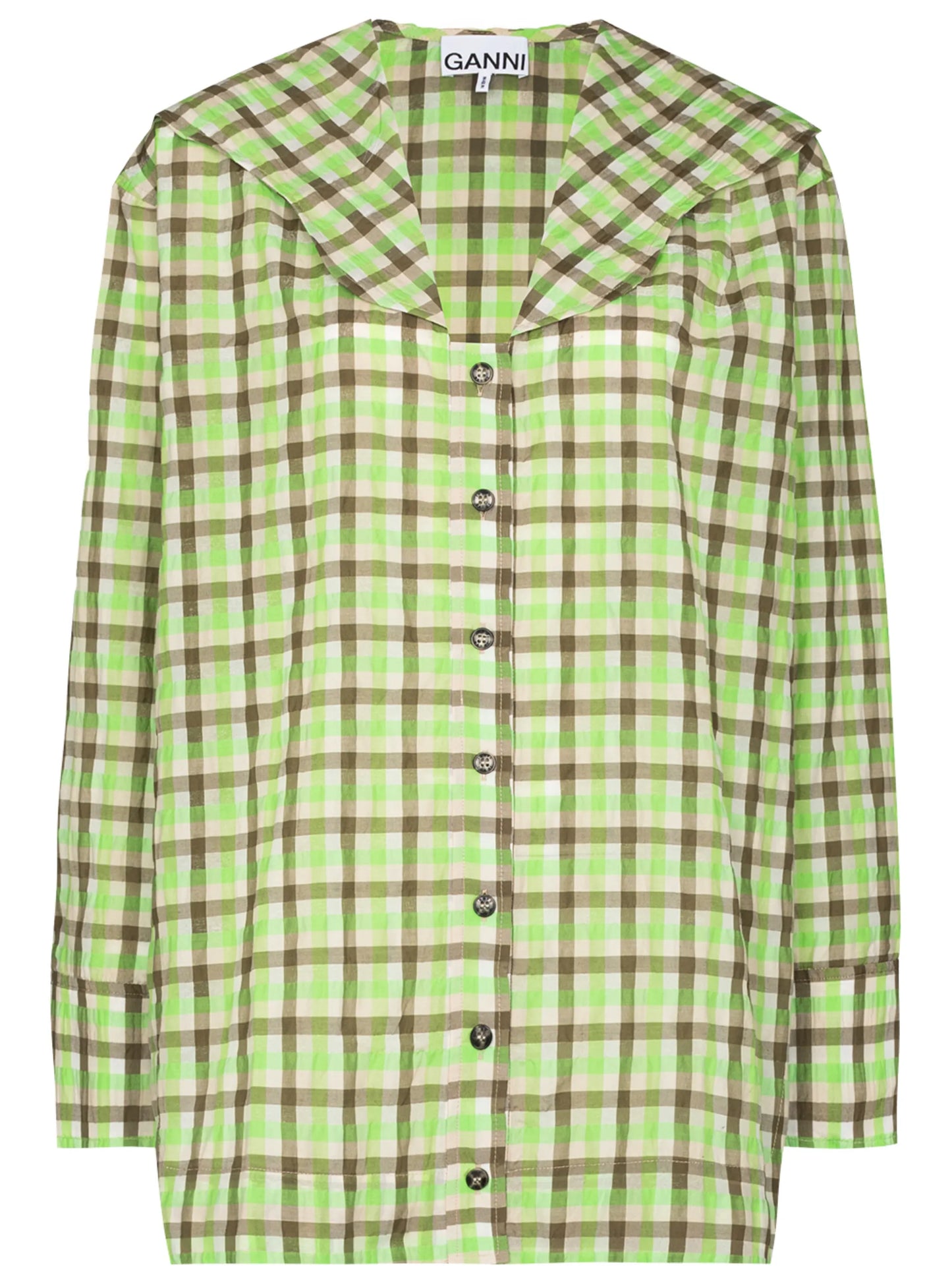 wide-collar checked shirt