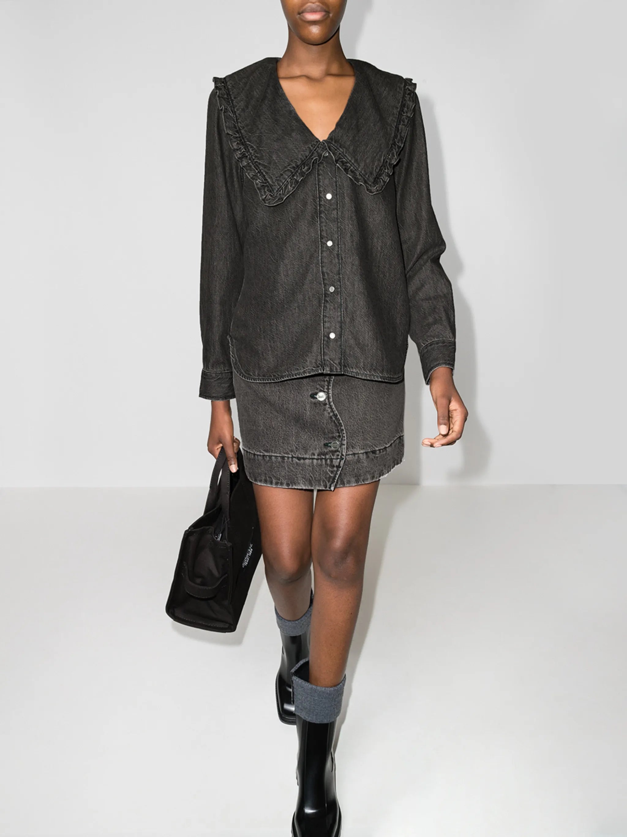 frilled Peter Pan collar blouse