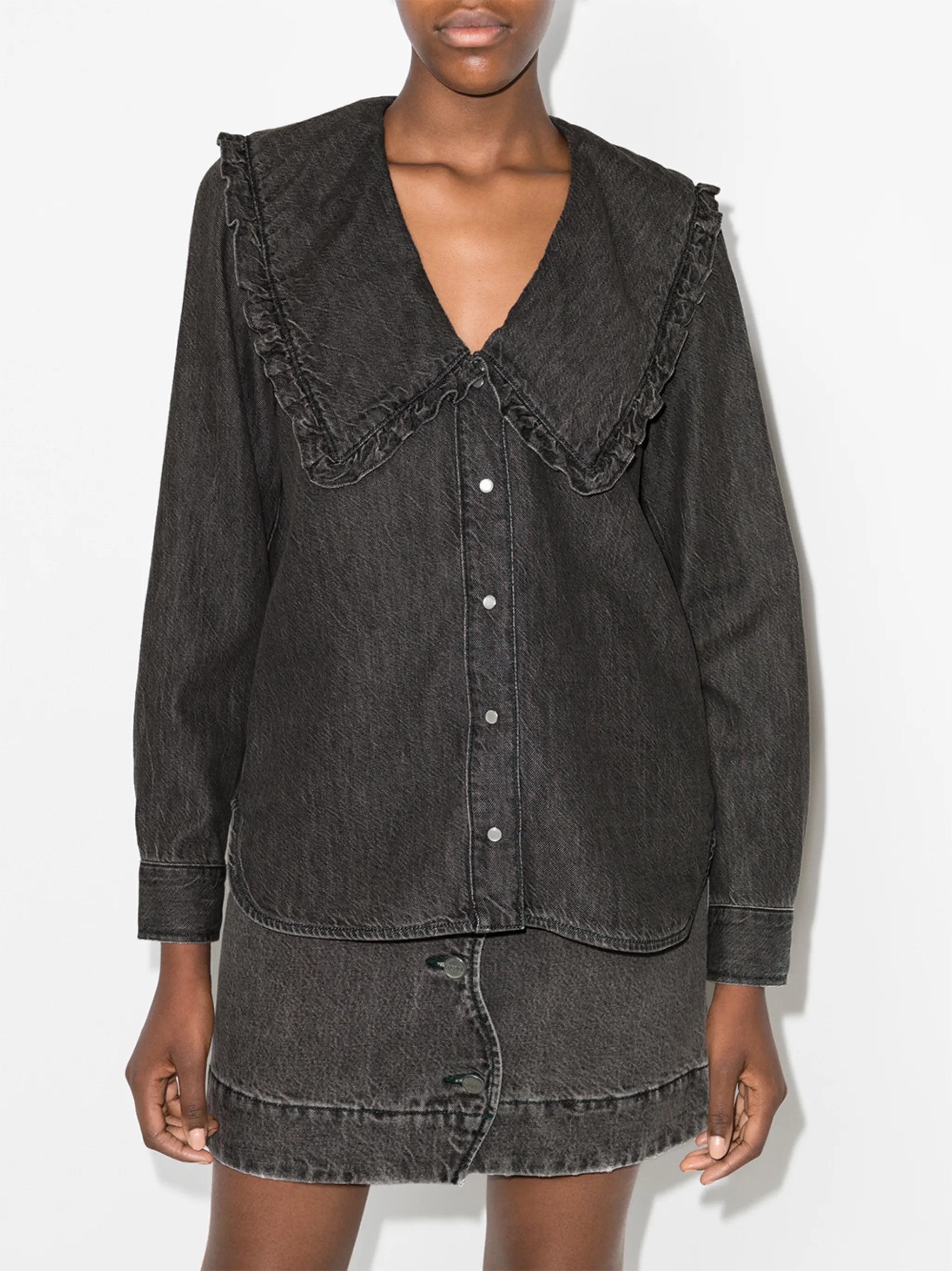 frilled Peter Pan collar blouse