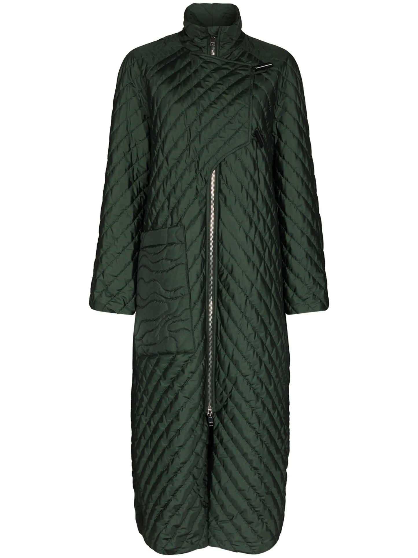 diamond-quilt long parka coat