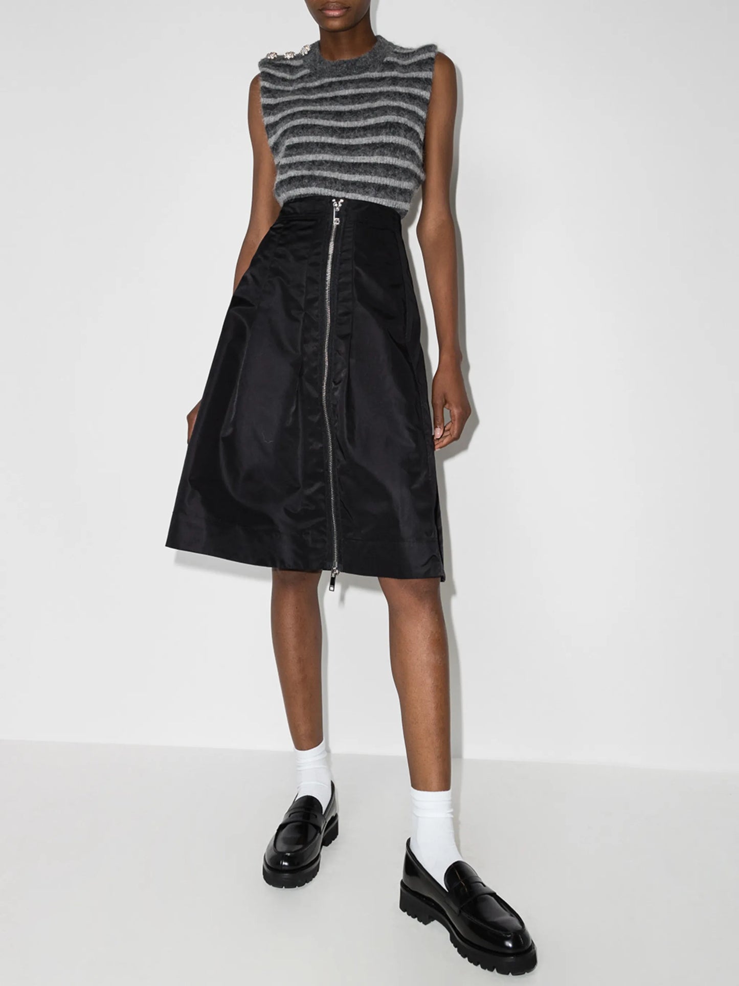zip-up A-line skirt