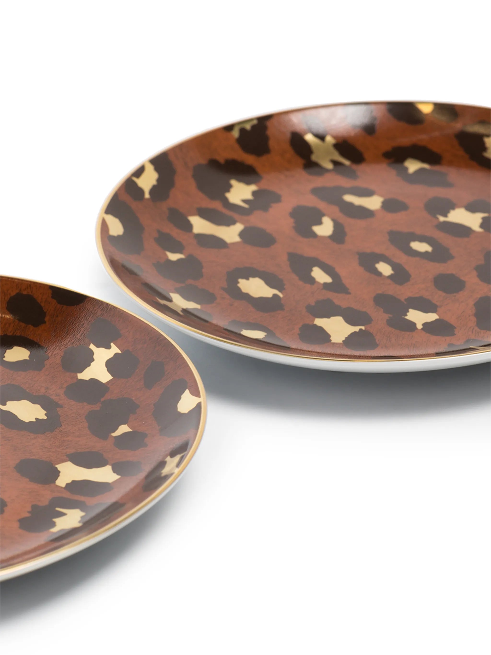 Canape set-of-four leopard print plates