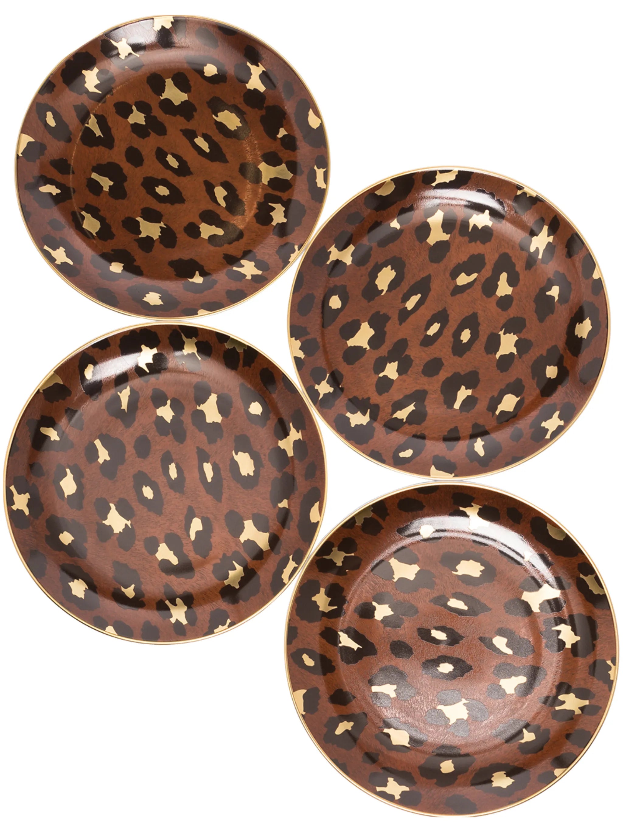 Canape set-of-four leopard print plates