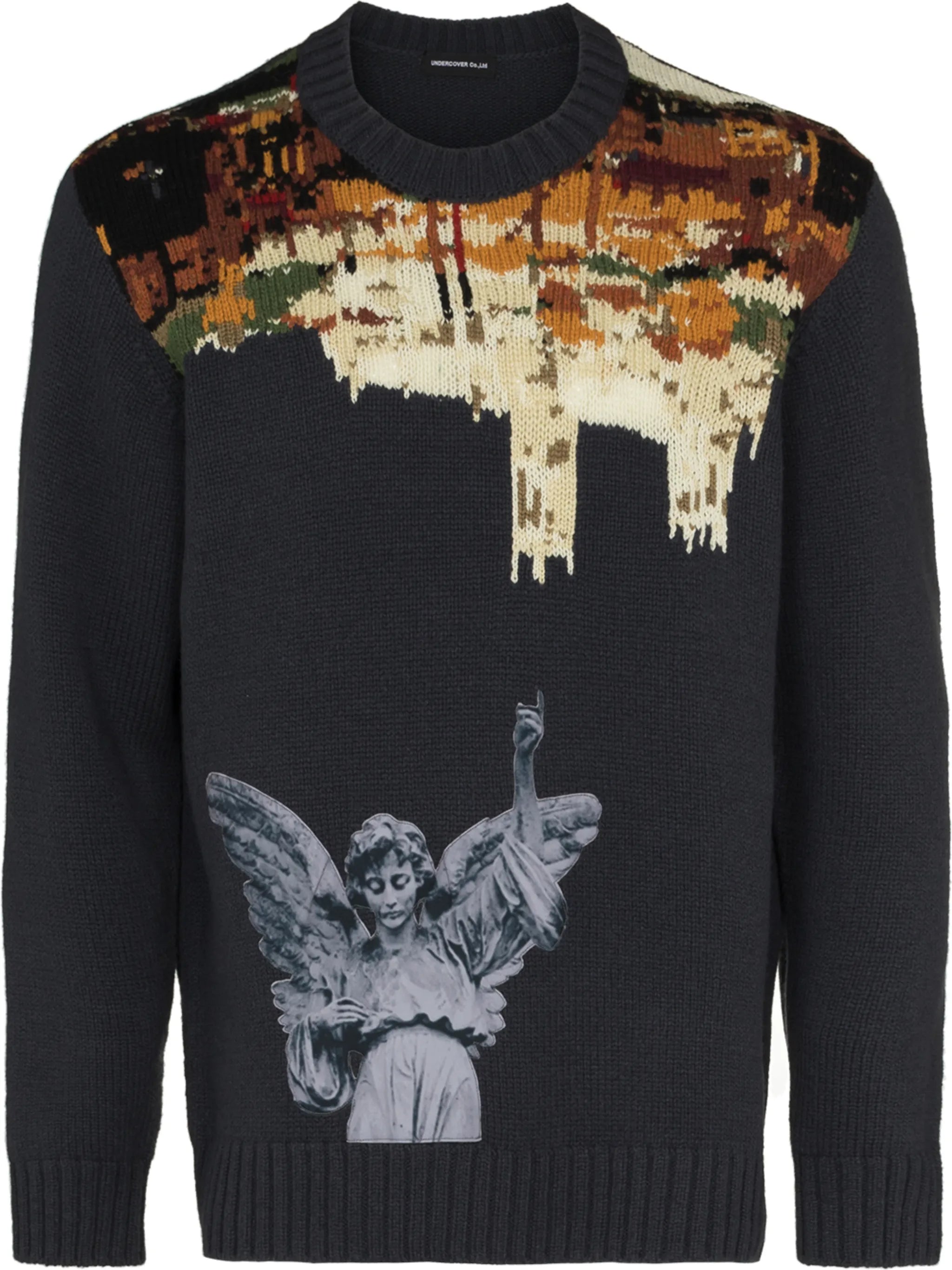 sculpture-print intarsia jumper