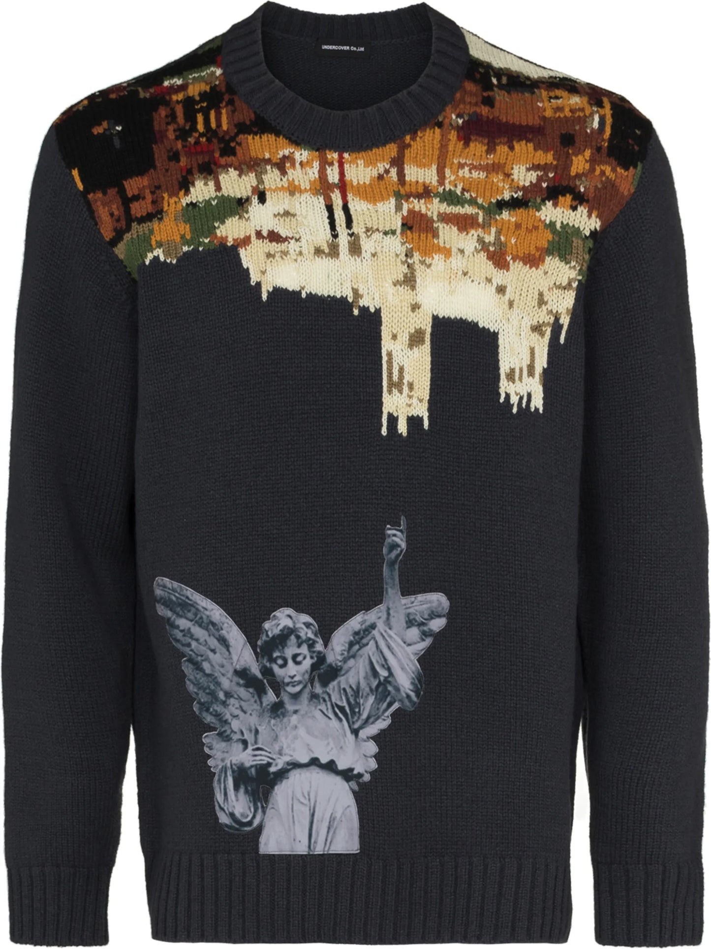 sculpture-print intarsia jumper