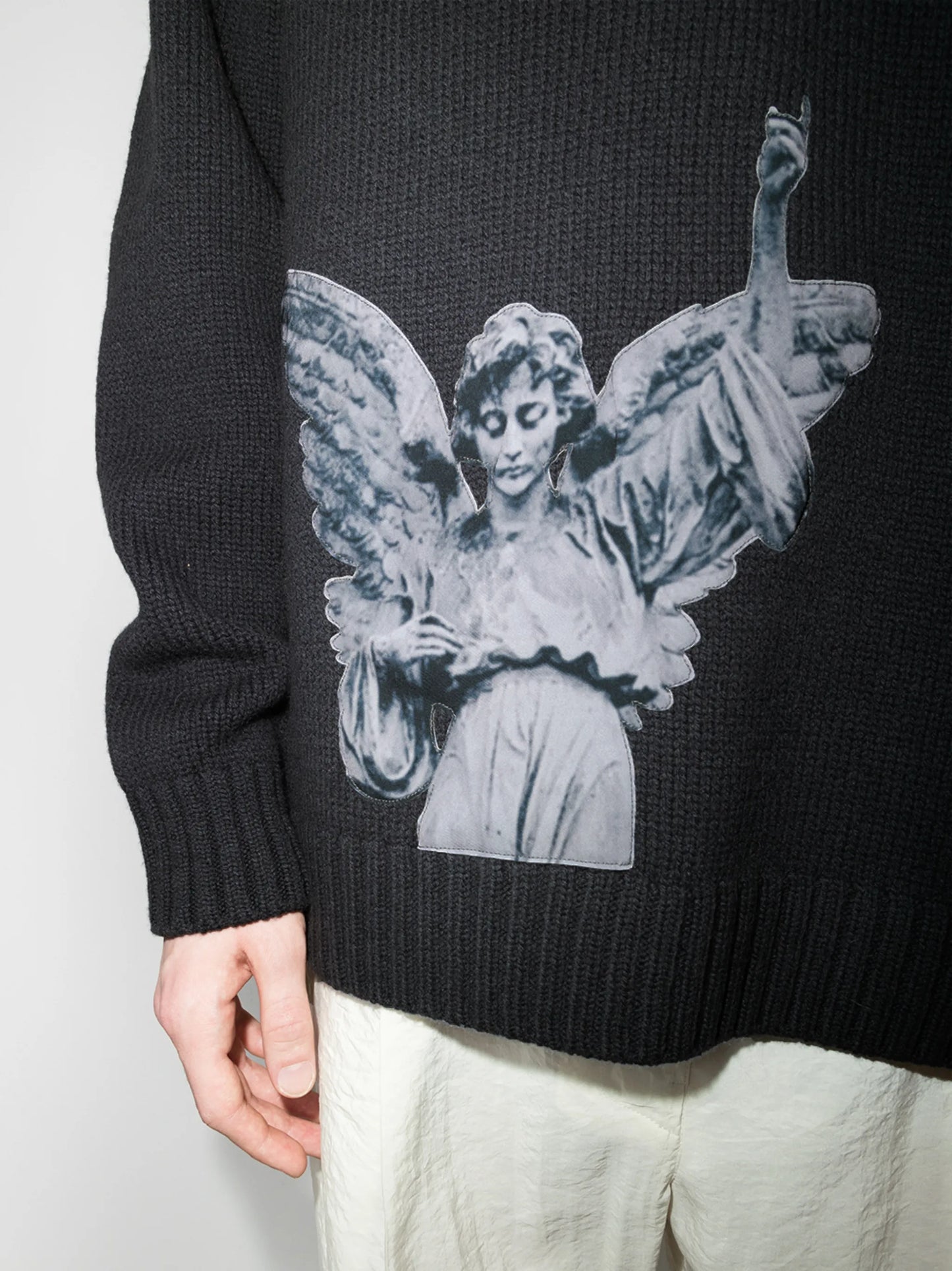sculpture-print intarsia jumper