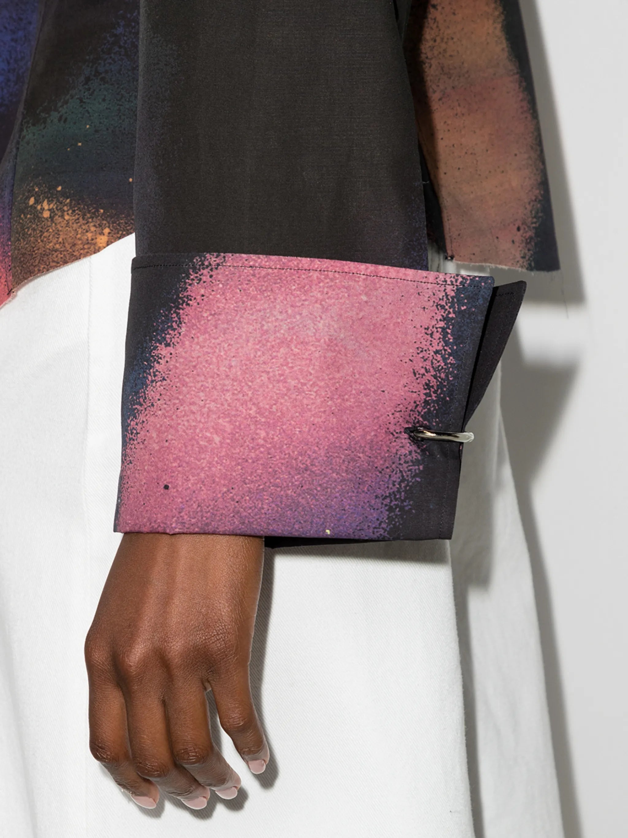 abstract print turn cuffs shirt