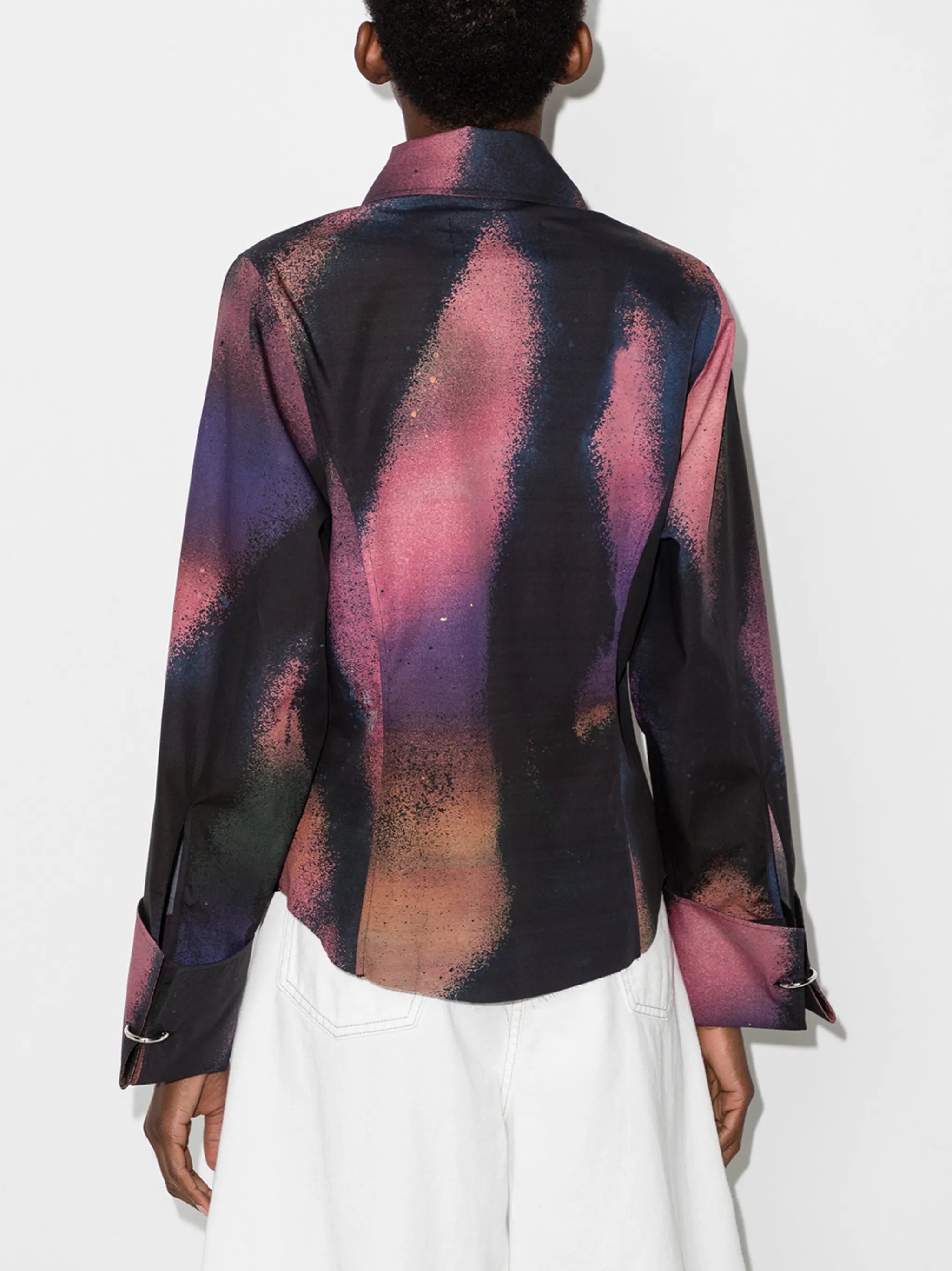 abstract print turn cuffs shirt