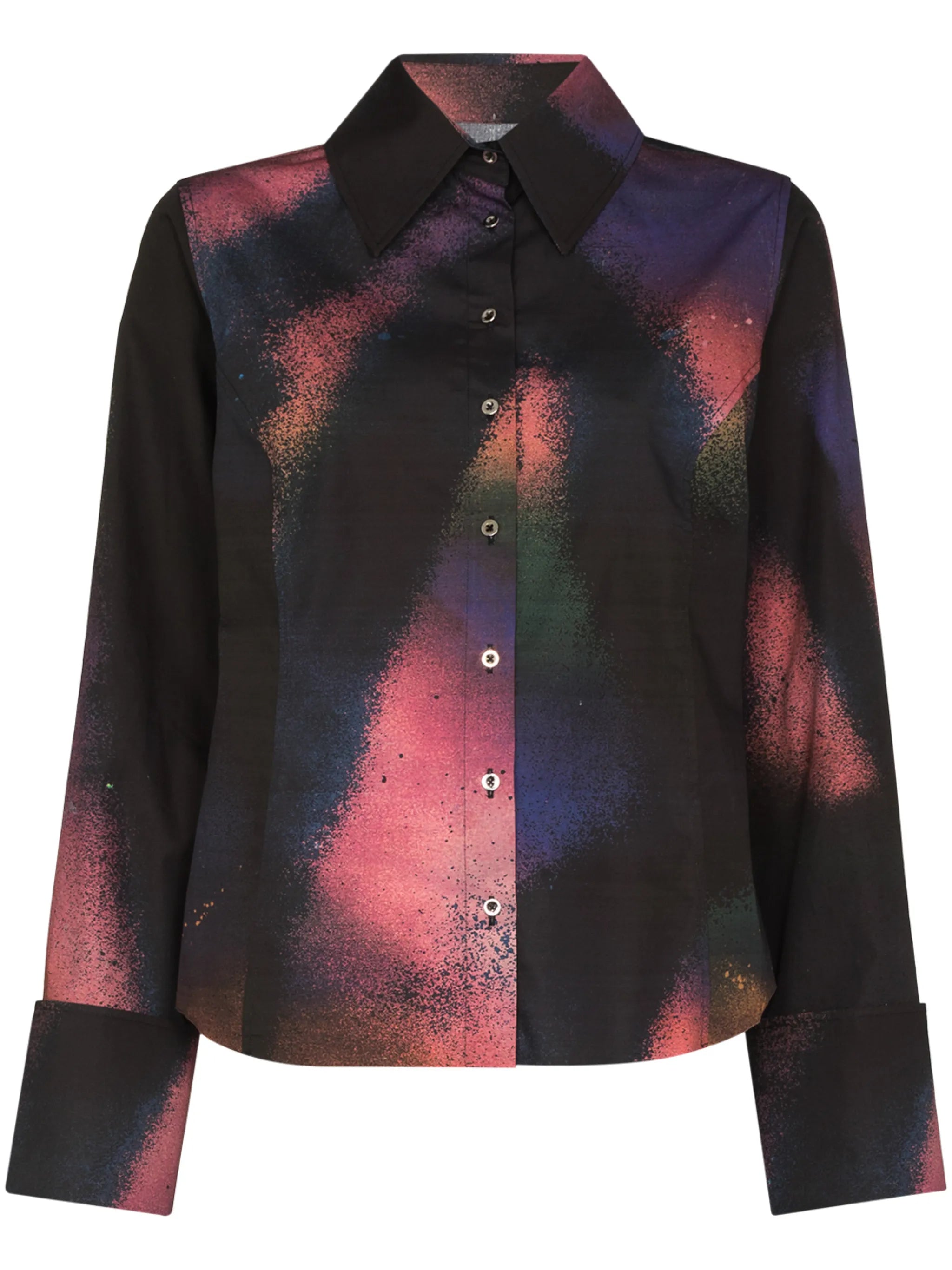 abstract print turn cuffs shirt