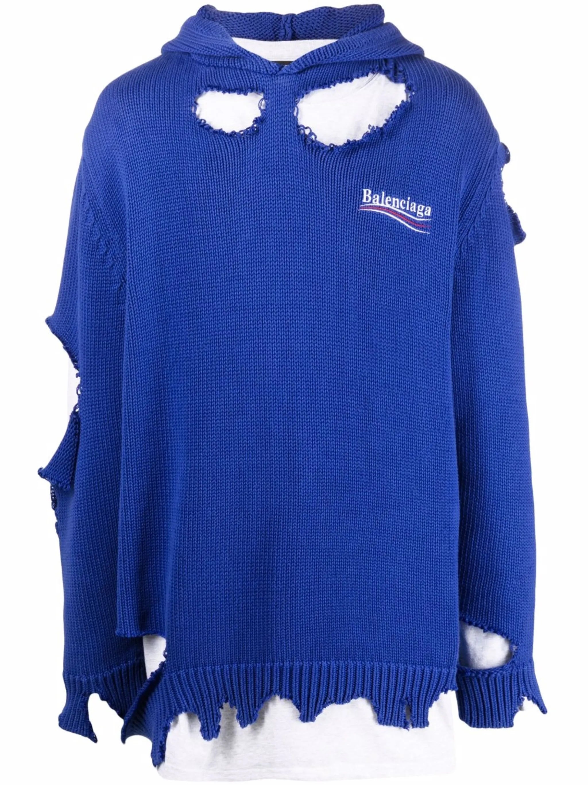 distressed-effect embroidered-logo hoodie