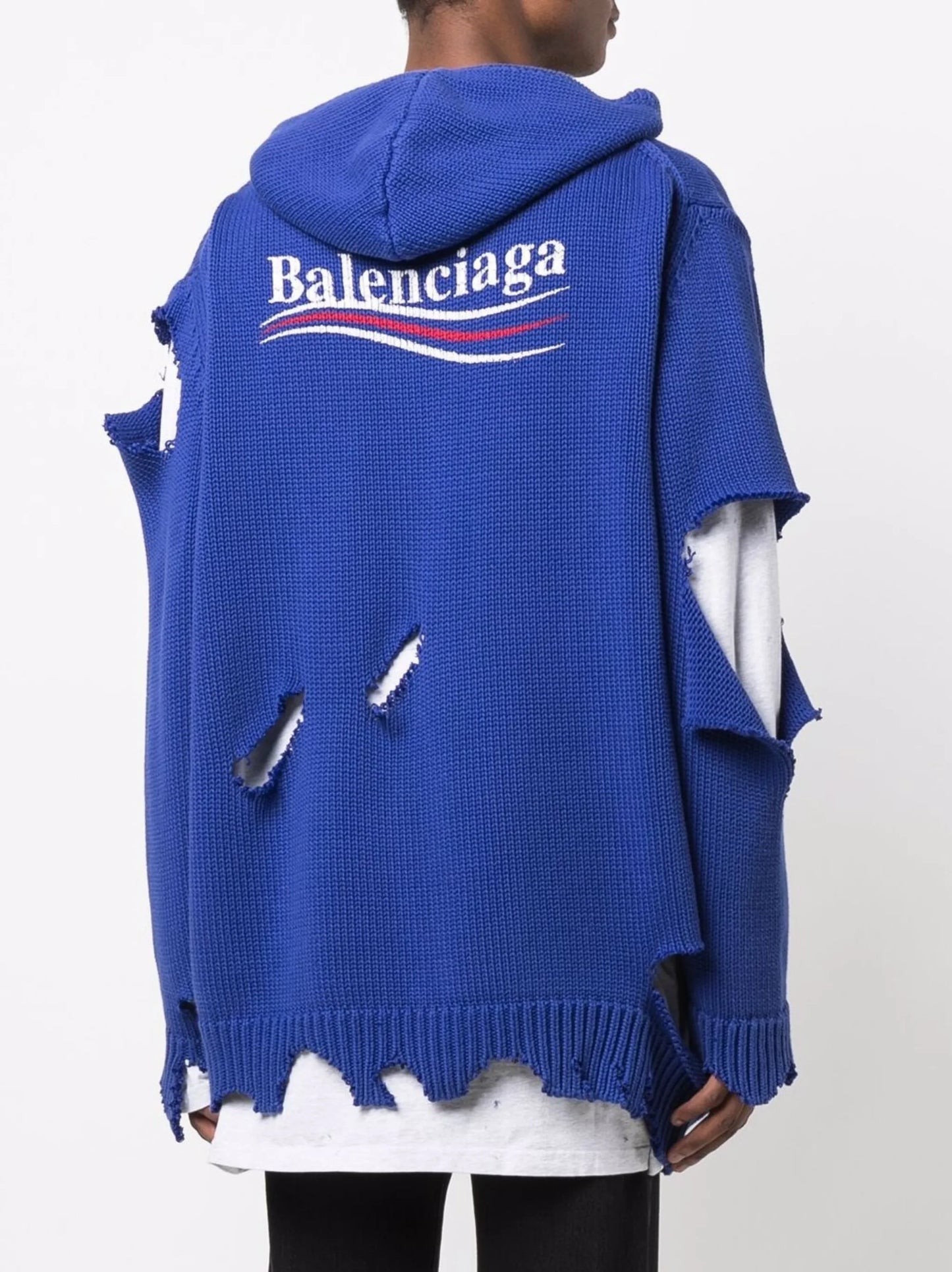 distressed-effect embroidered-logo hoodie