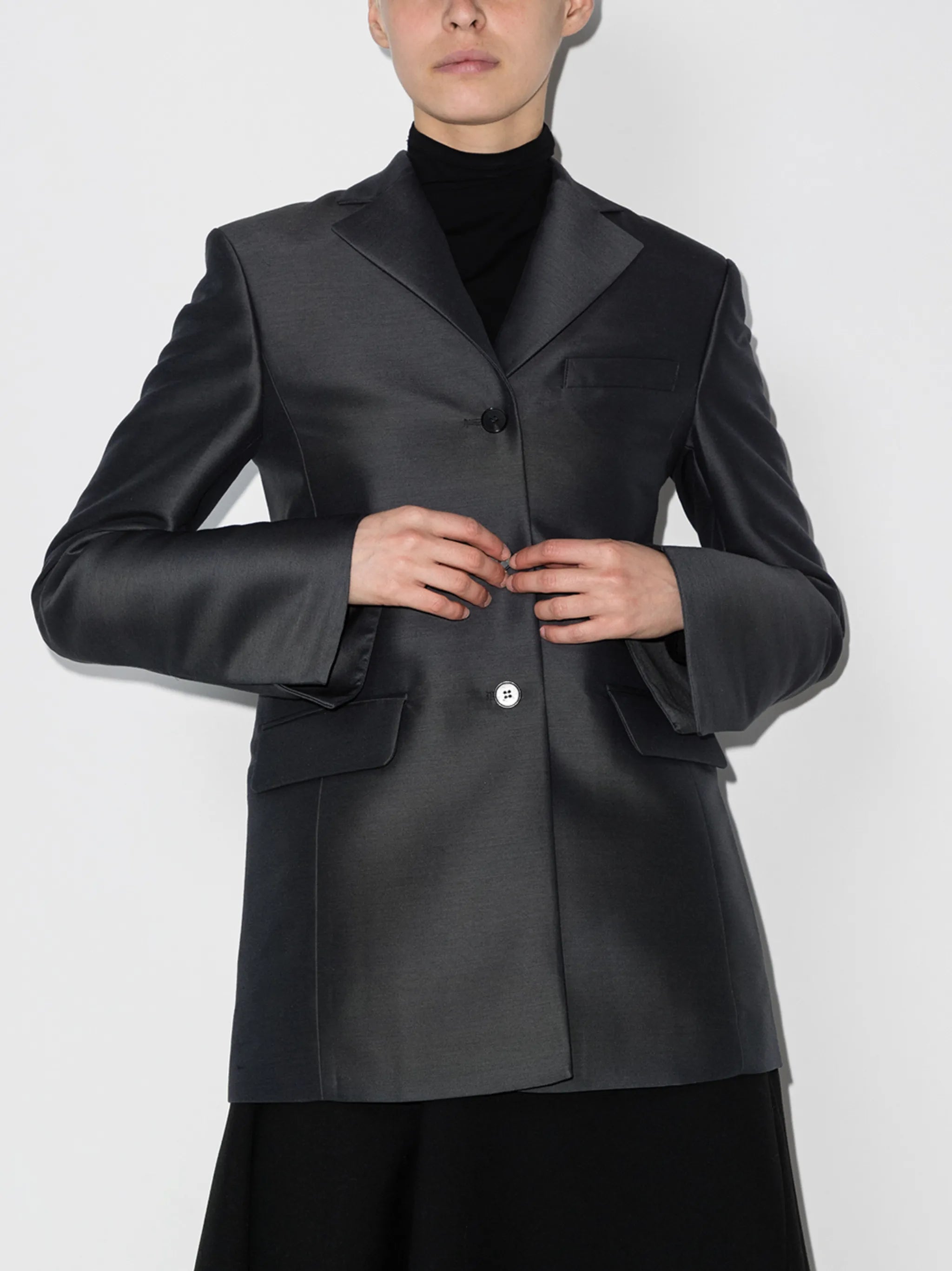 single-breasted wool-silk blazer