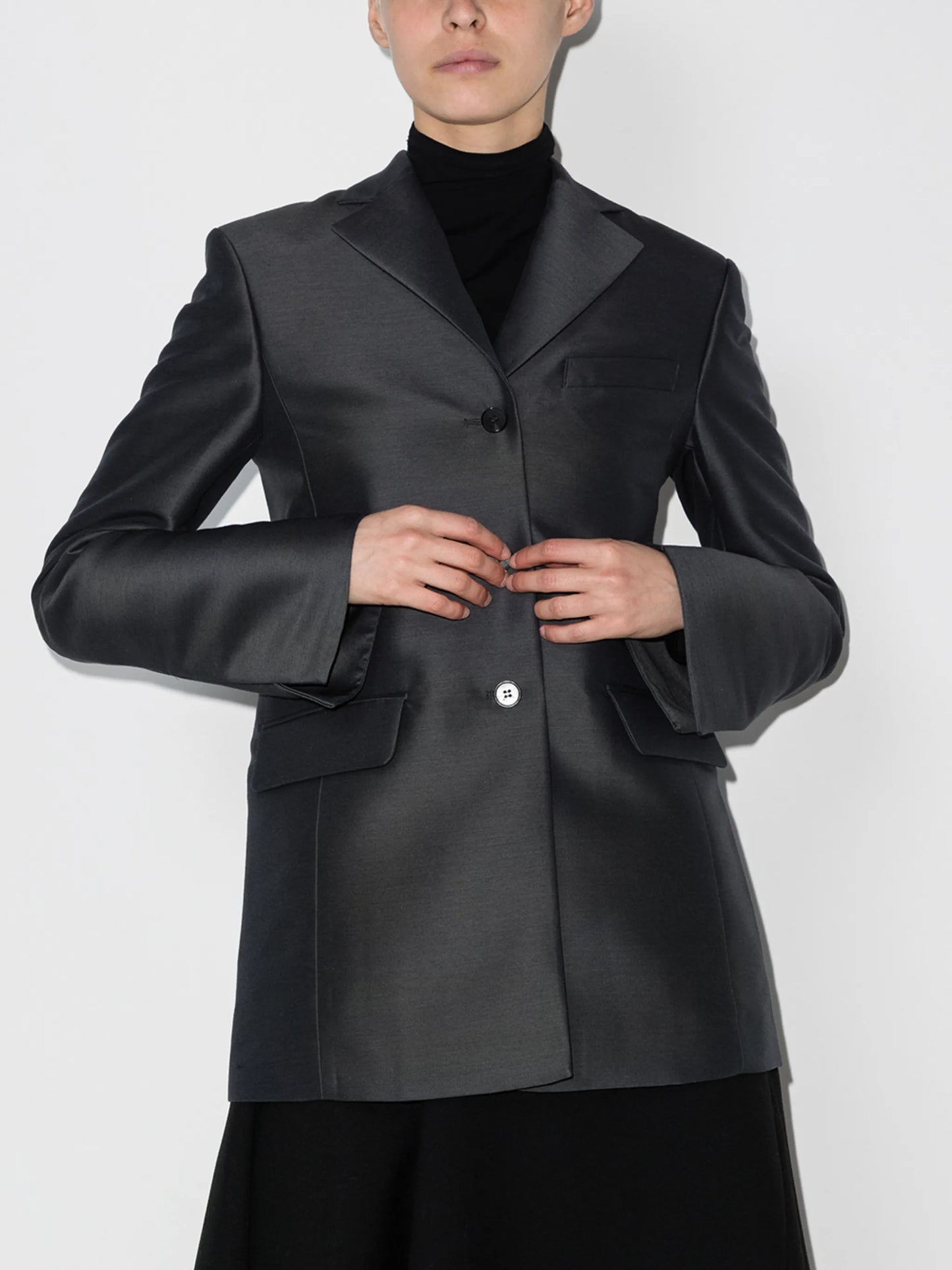 single-breasted wool-silk blazer