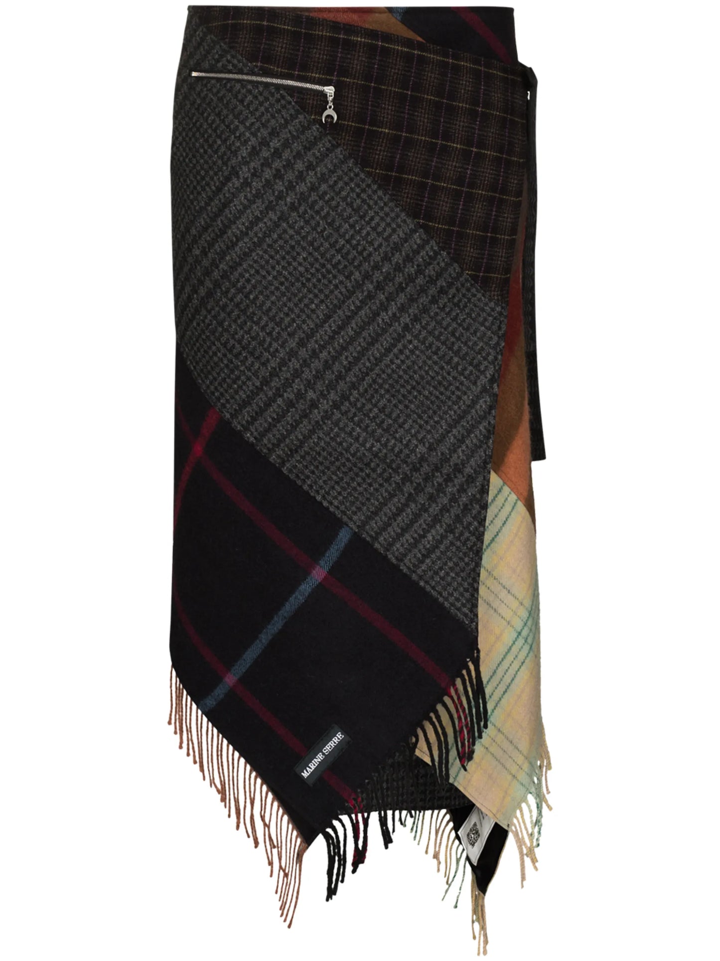 check-pattern wraparound skirt