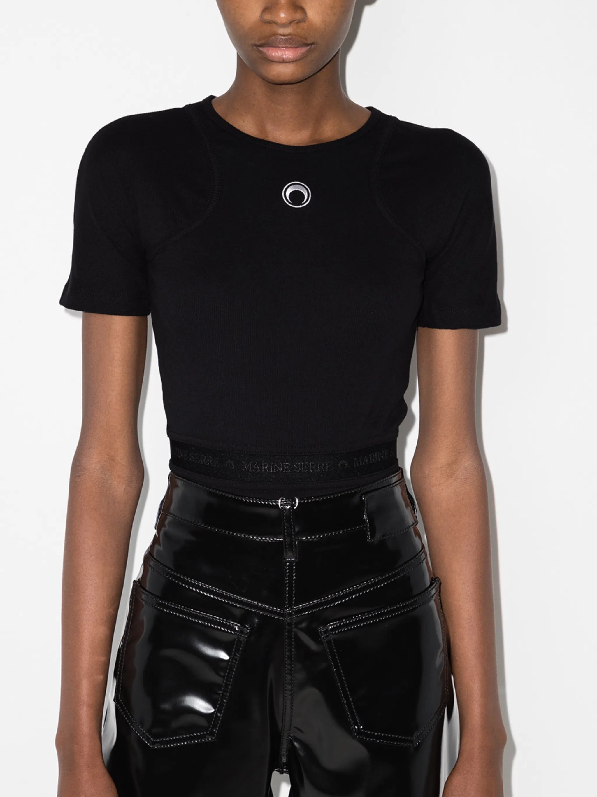 embroidered logo short-sleeve bodysuit