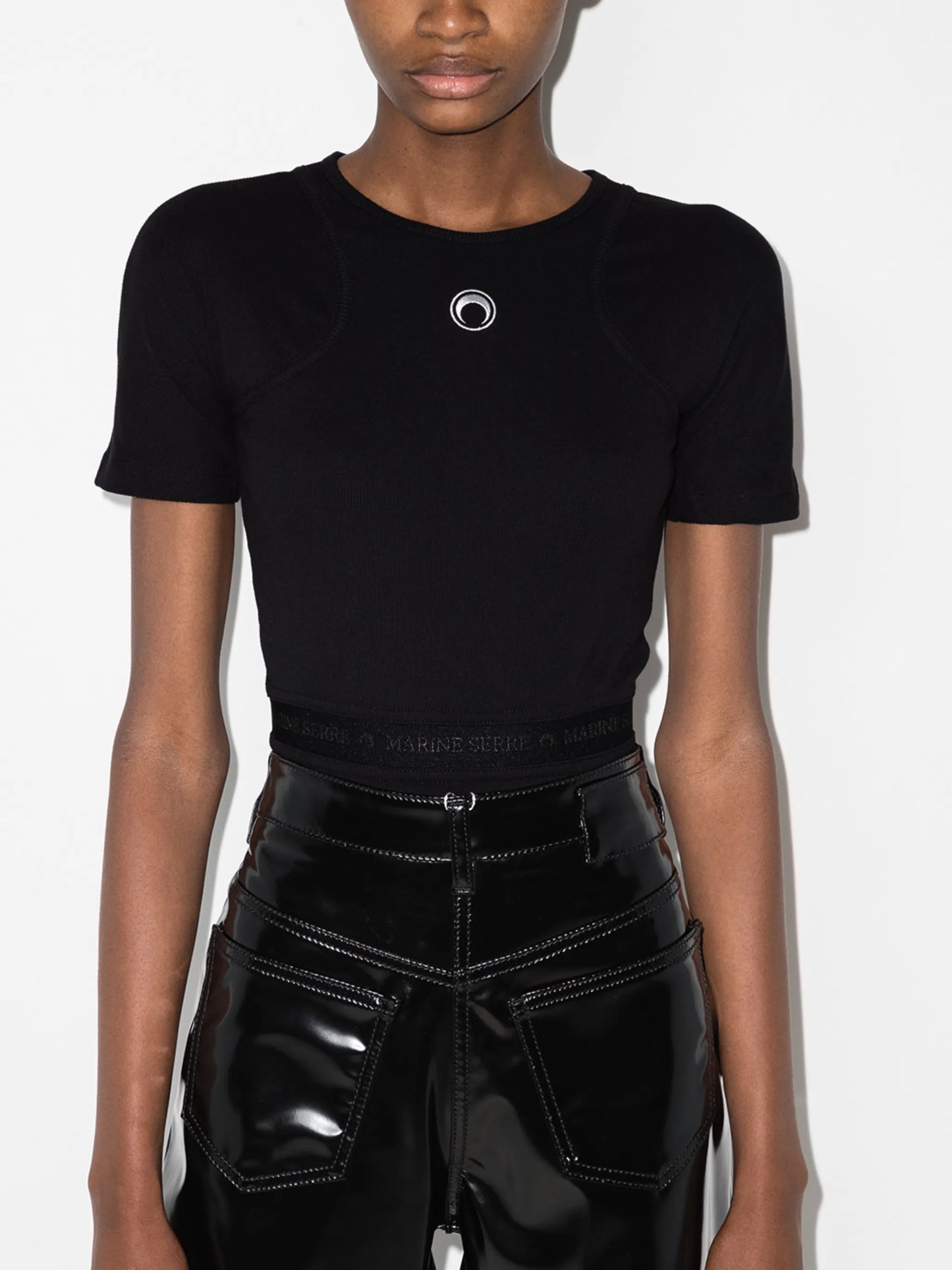 embroidered logo short-sleeve bodysuit