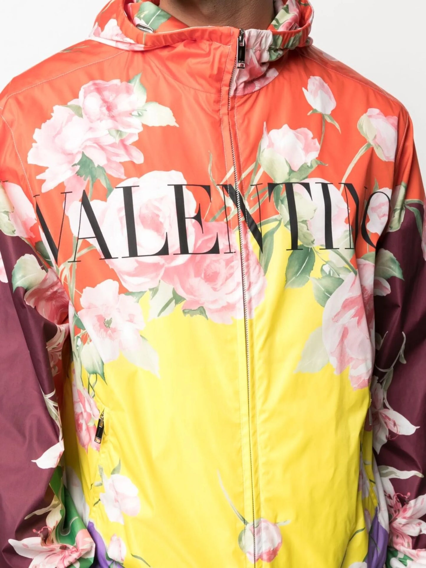 floral-print hooded jacket