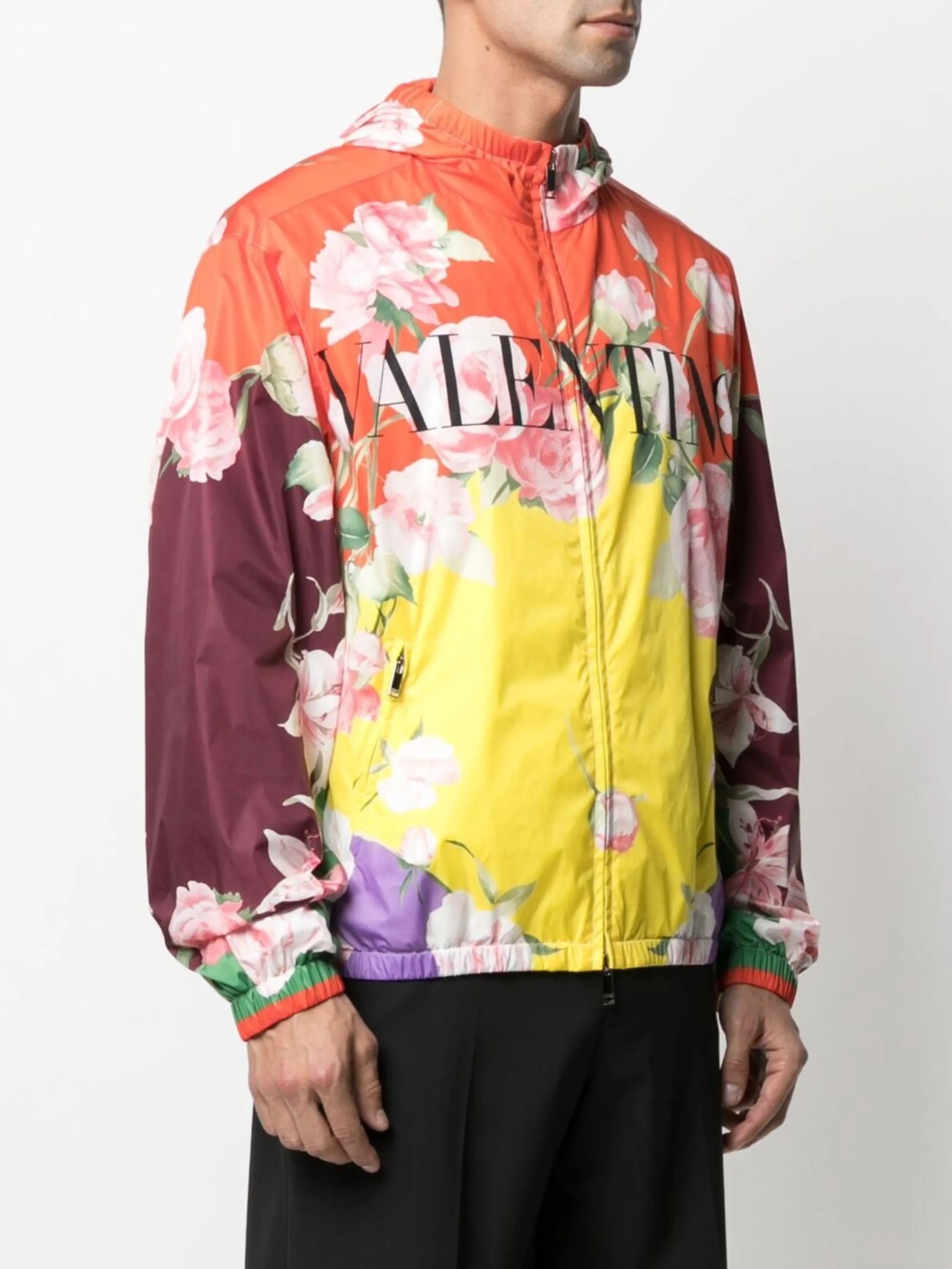 floral-print hooded jacket