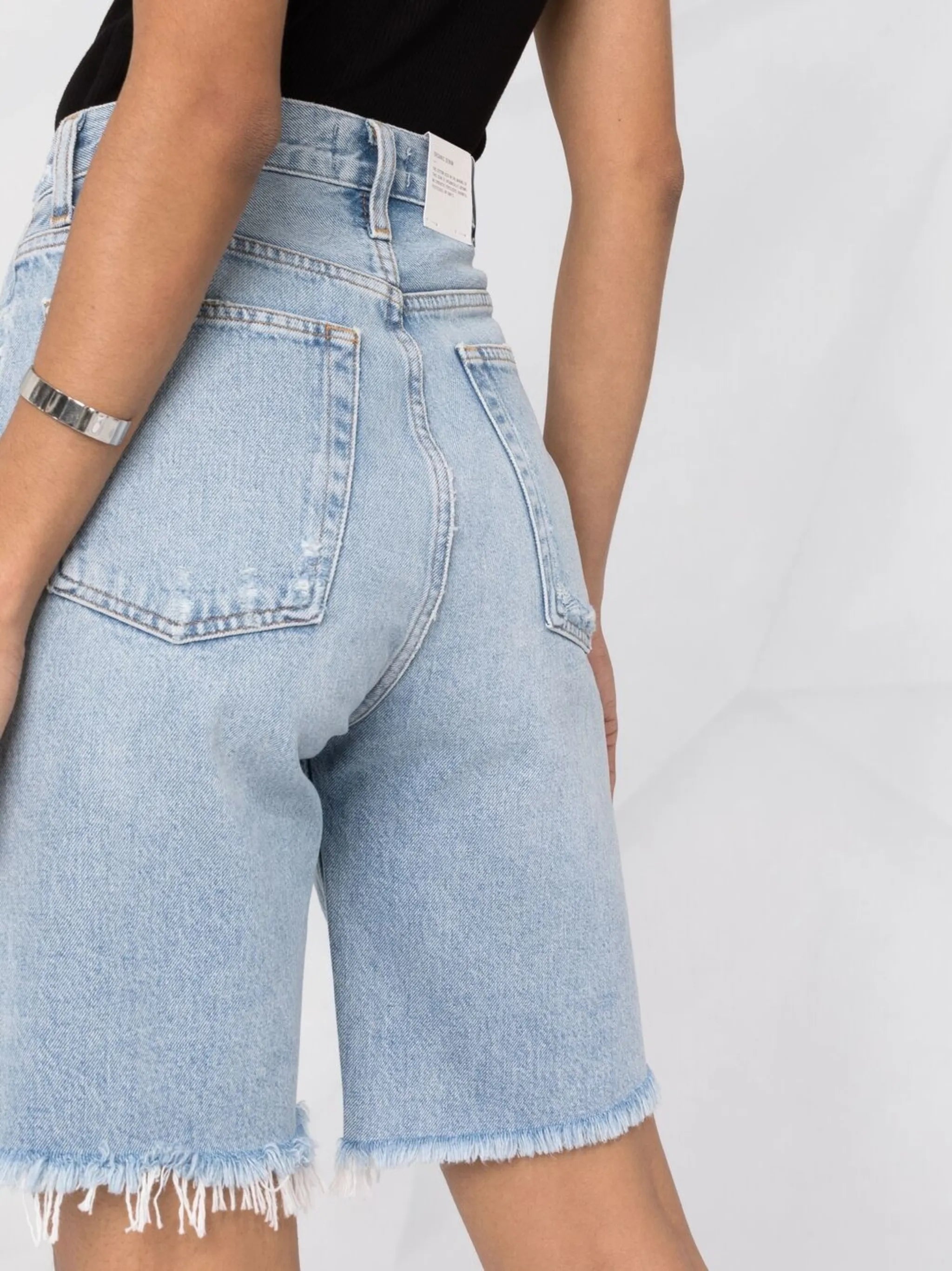 high-rise knee-length jeans