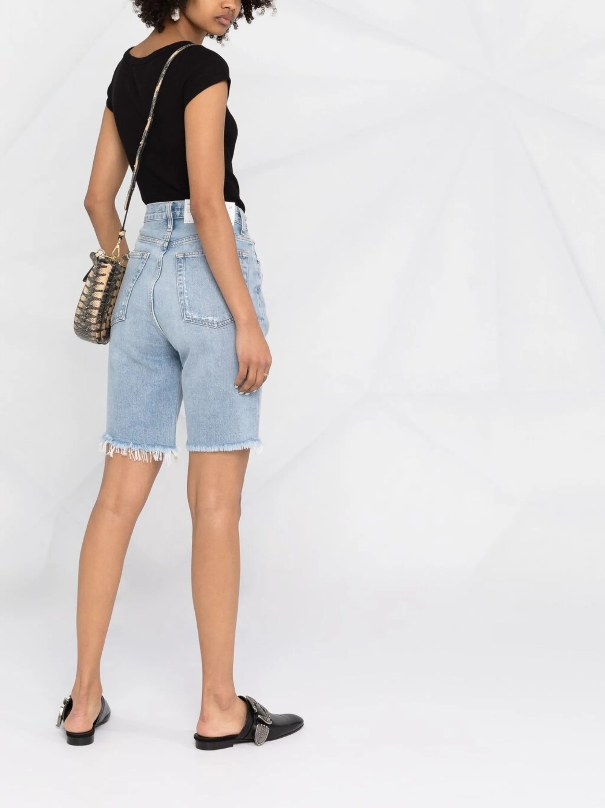 high-rise knee-length jeans