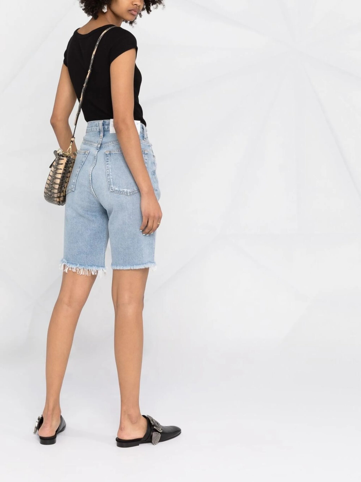 high-rise knee-length jeans