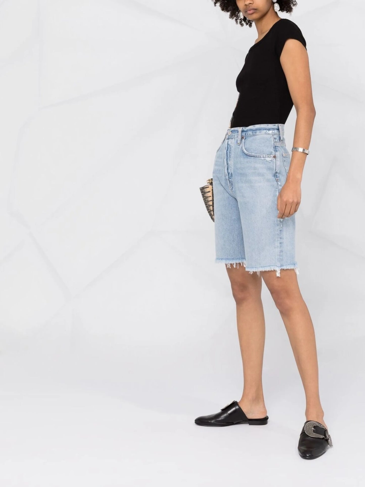 high-rise knee-length jeans