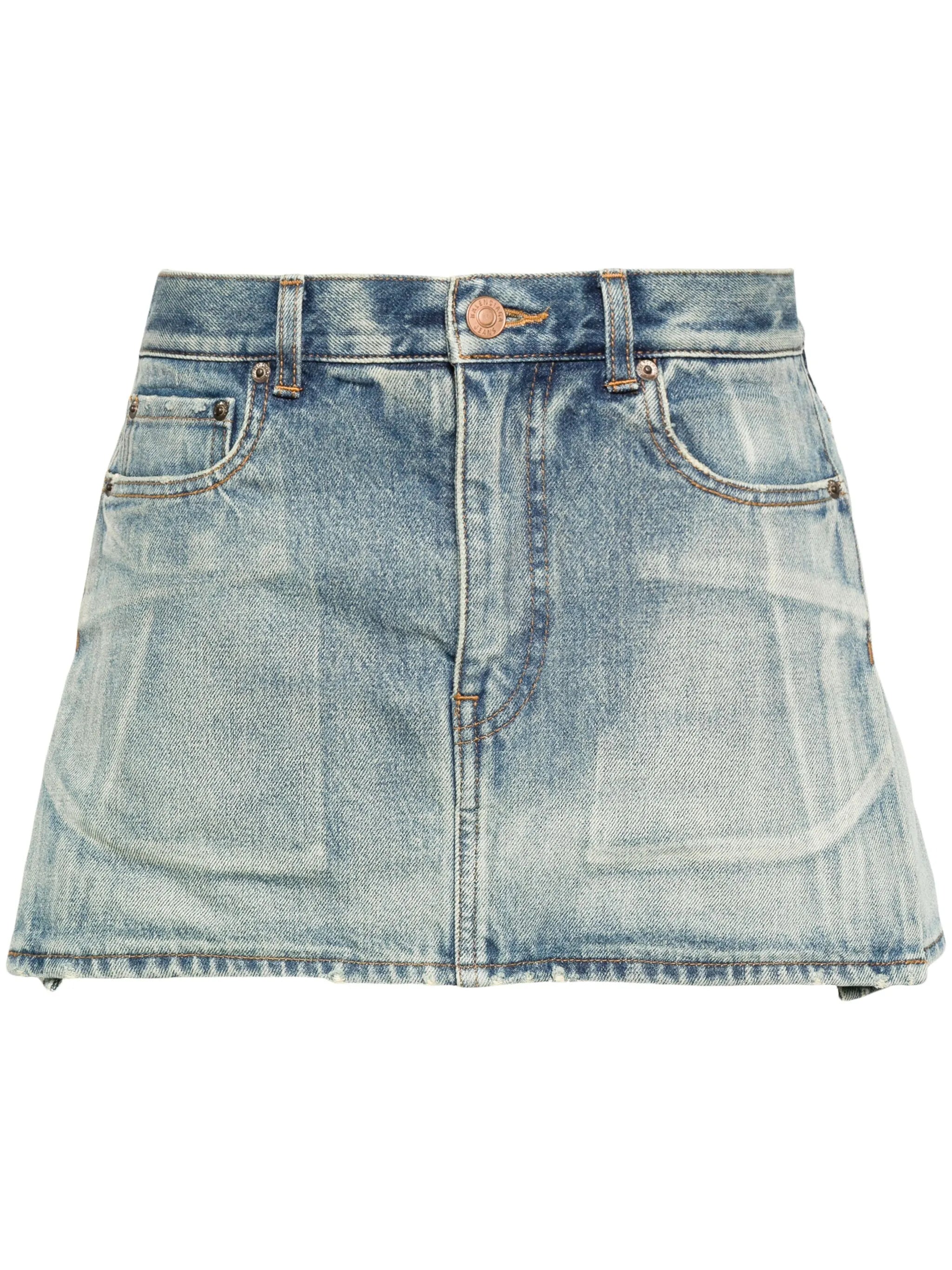 distressed denim skirt