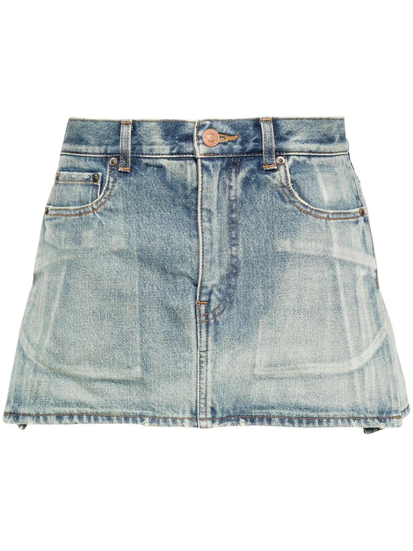 distressed denim skirt