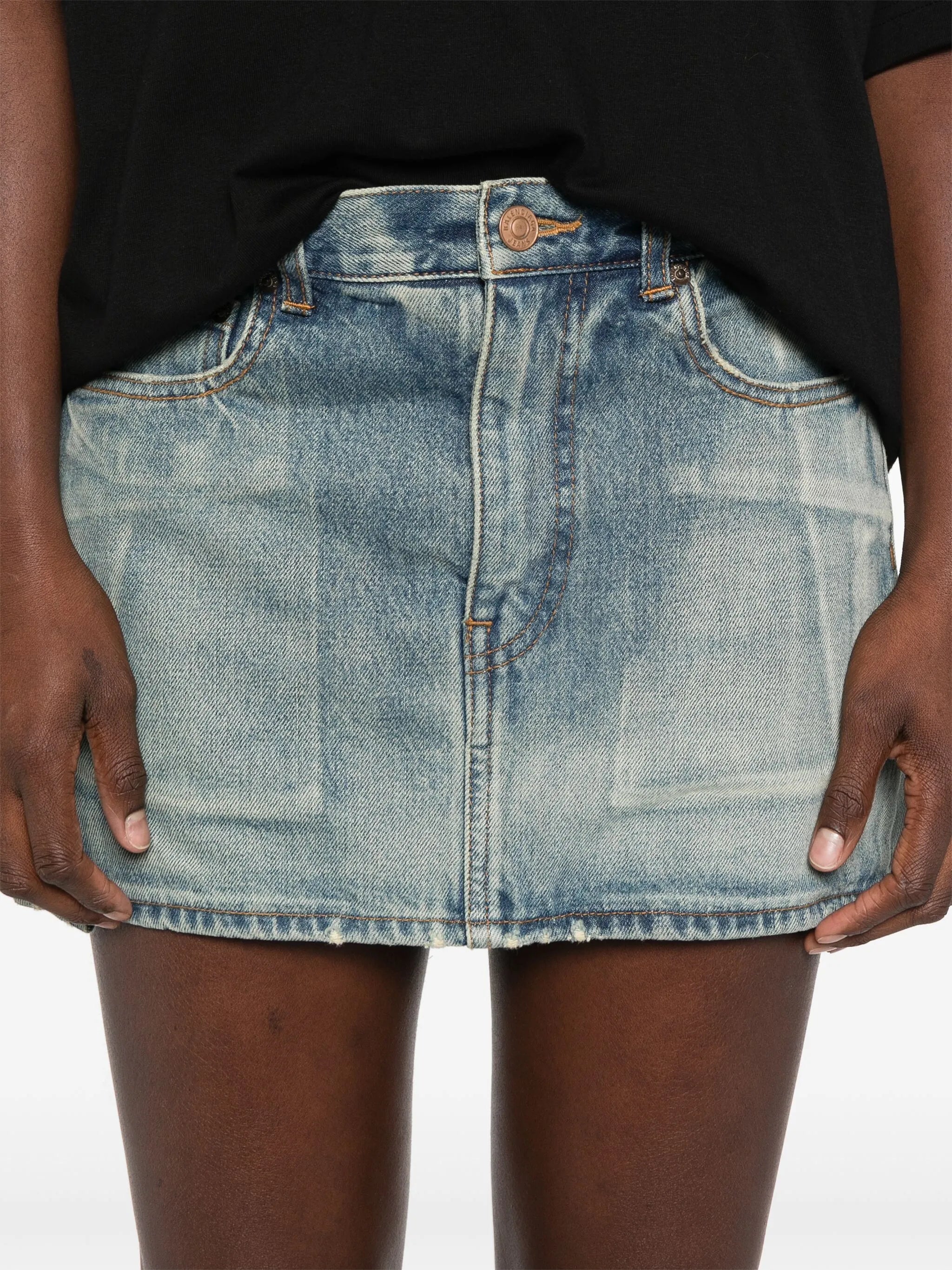 distressed denim skirt
