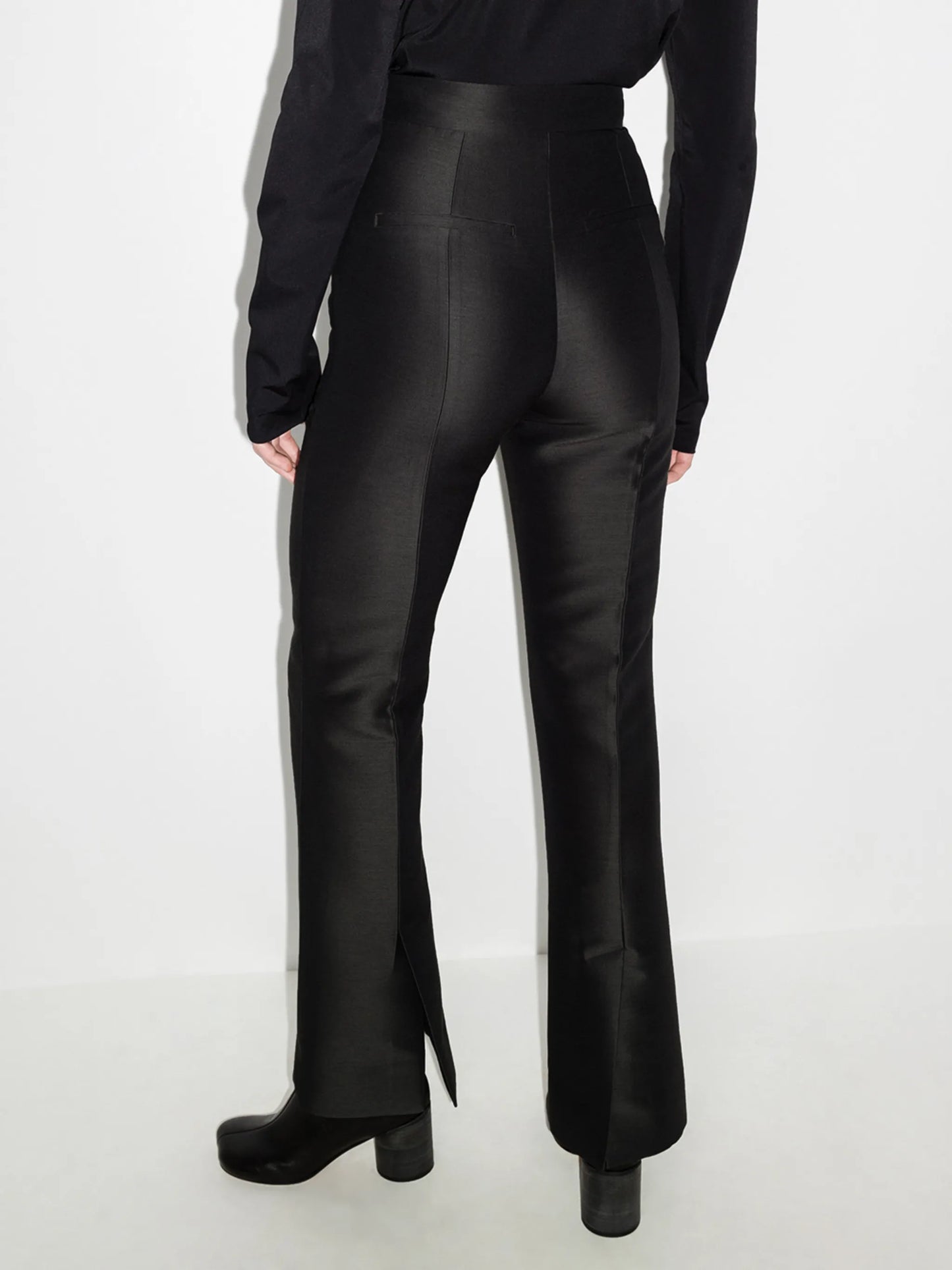 high-rise slim-fit trousers