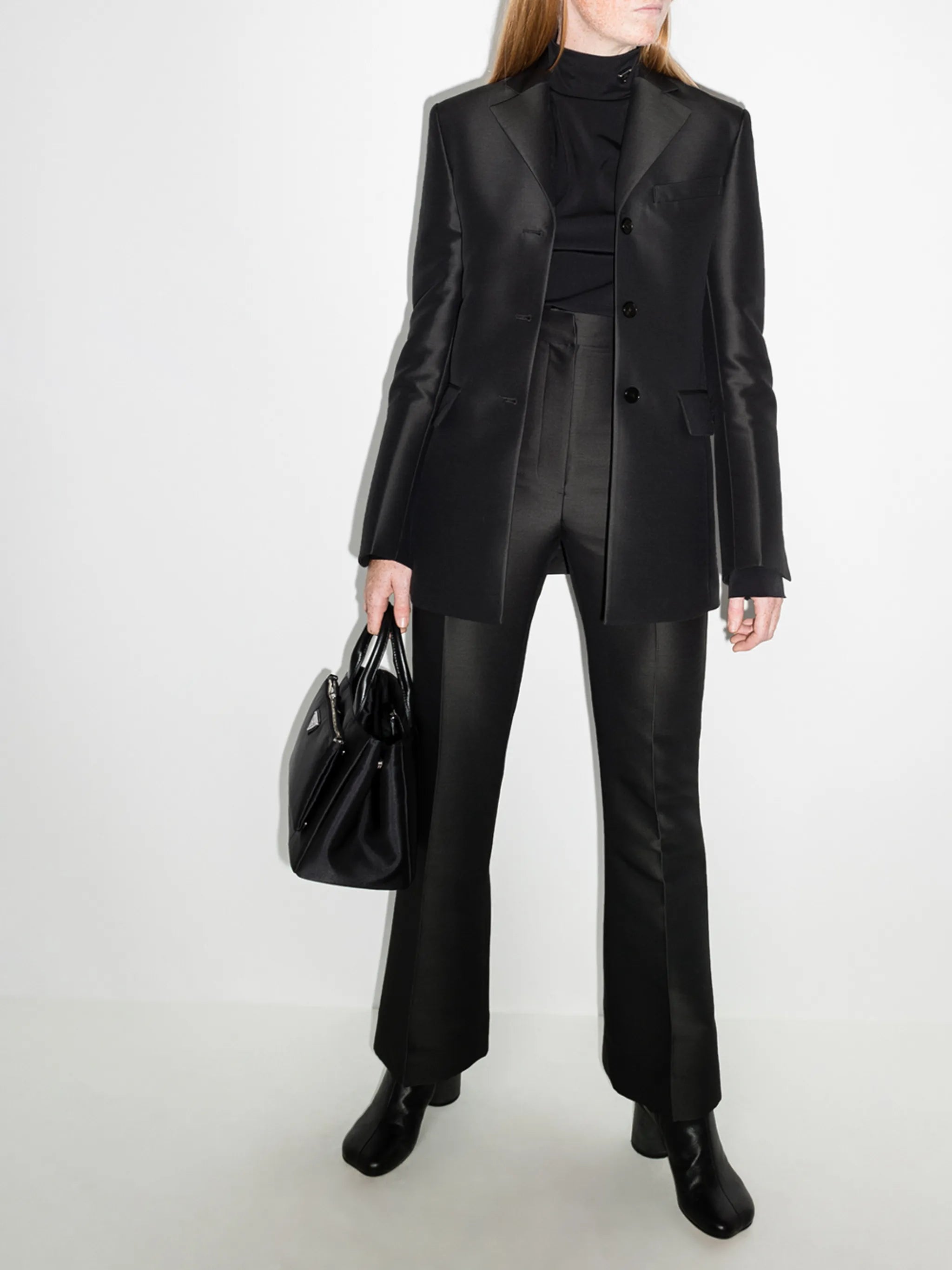 high-rise slim-fit trousers