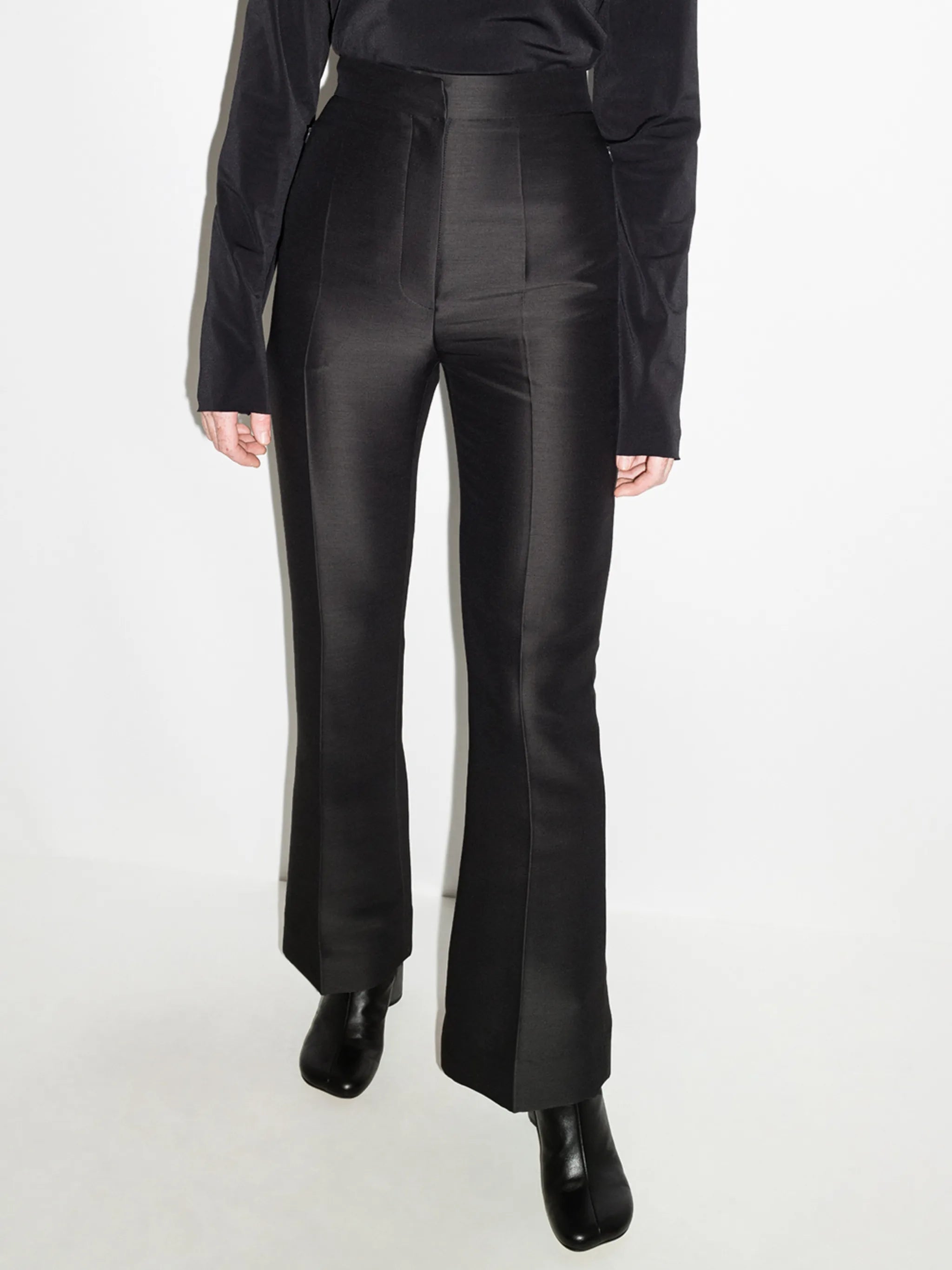 high-rise slim-fit trousers