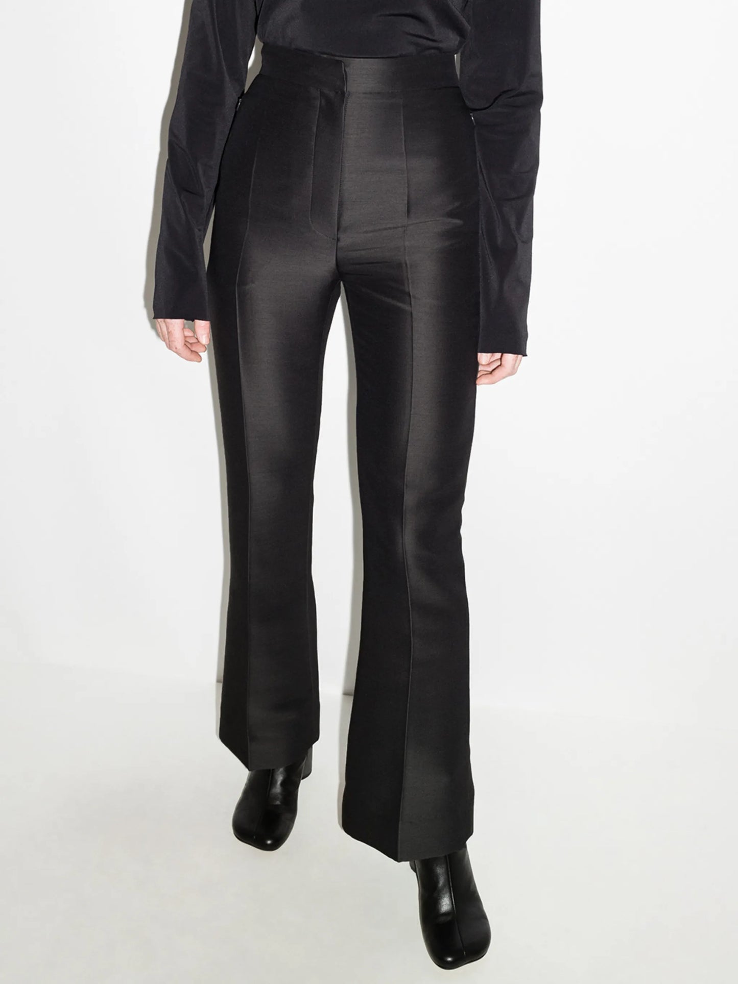high-rise slim-fit trousers