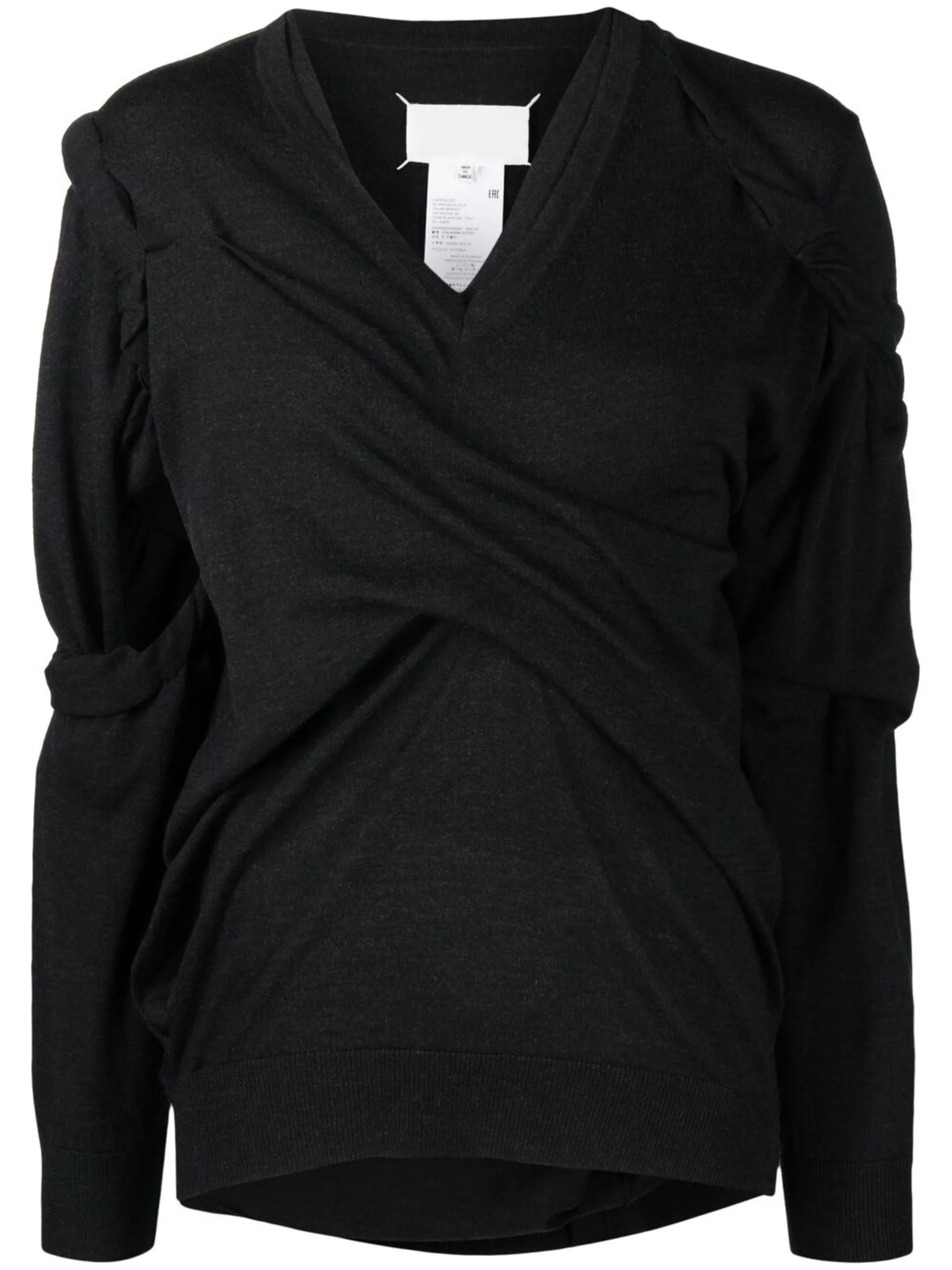 V-neck ruched jumper