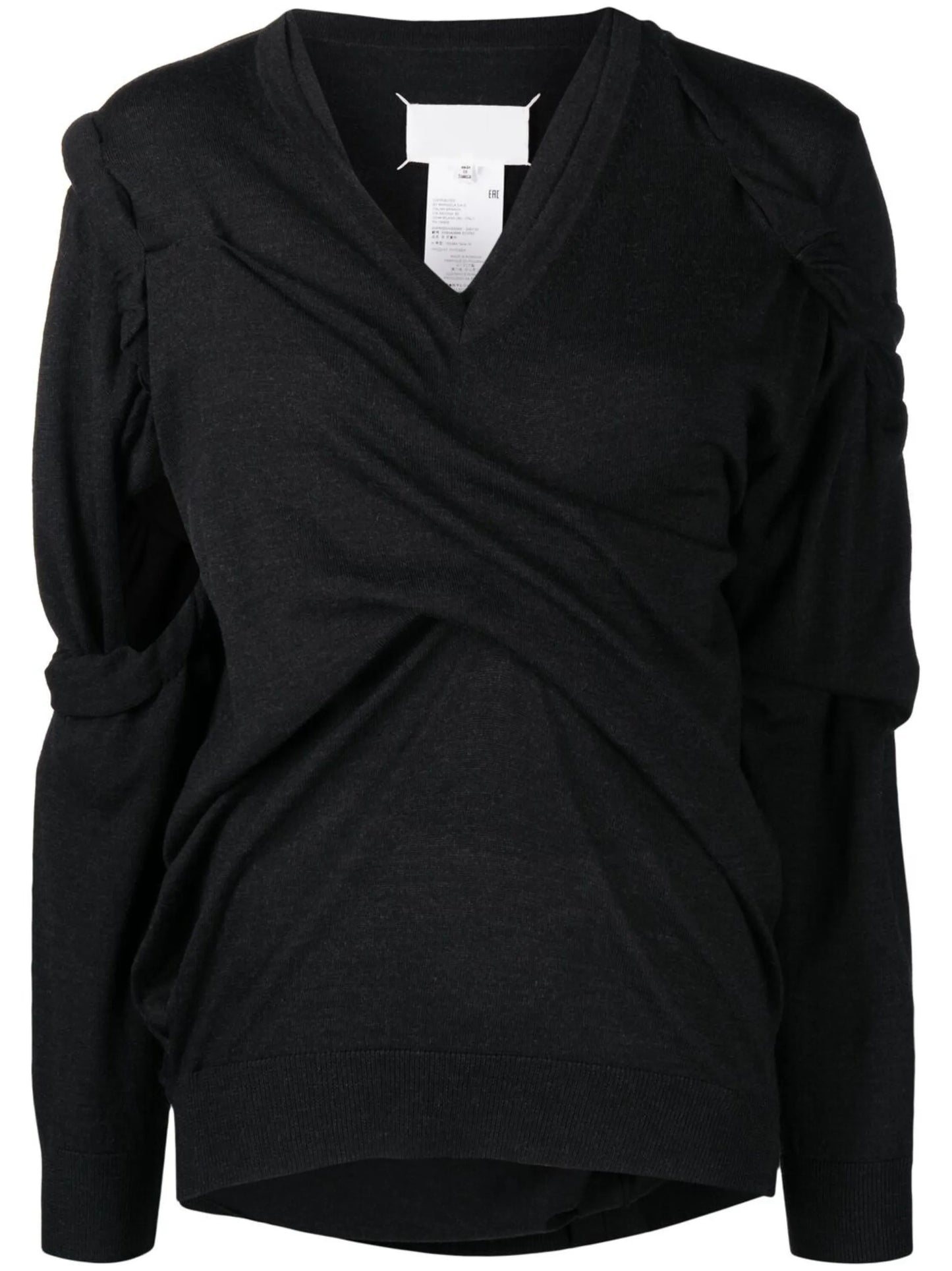 V-neck ruched jumper