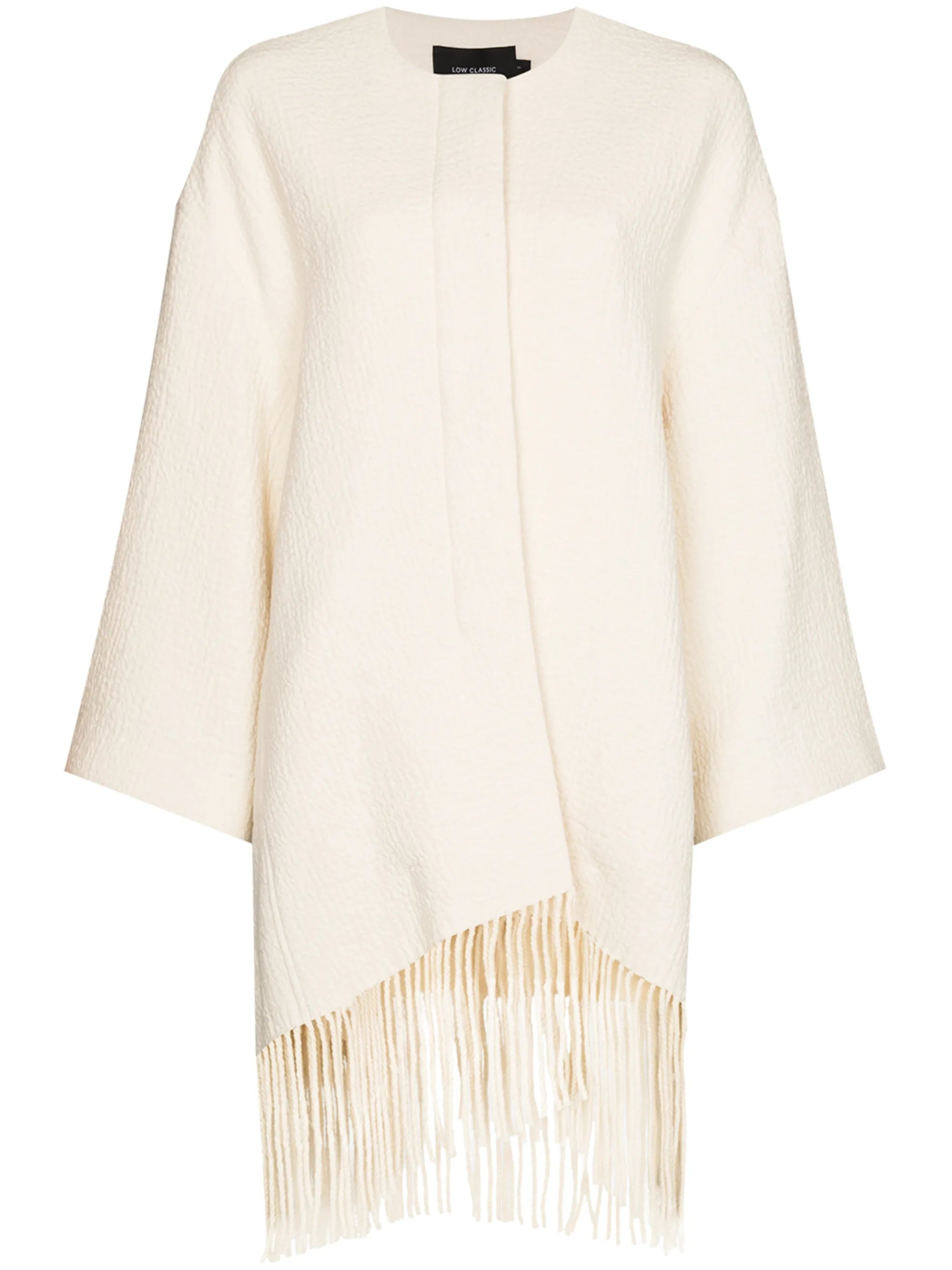 fringed-hem textured cape