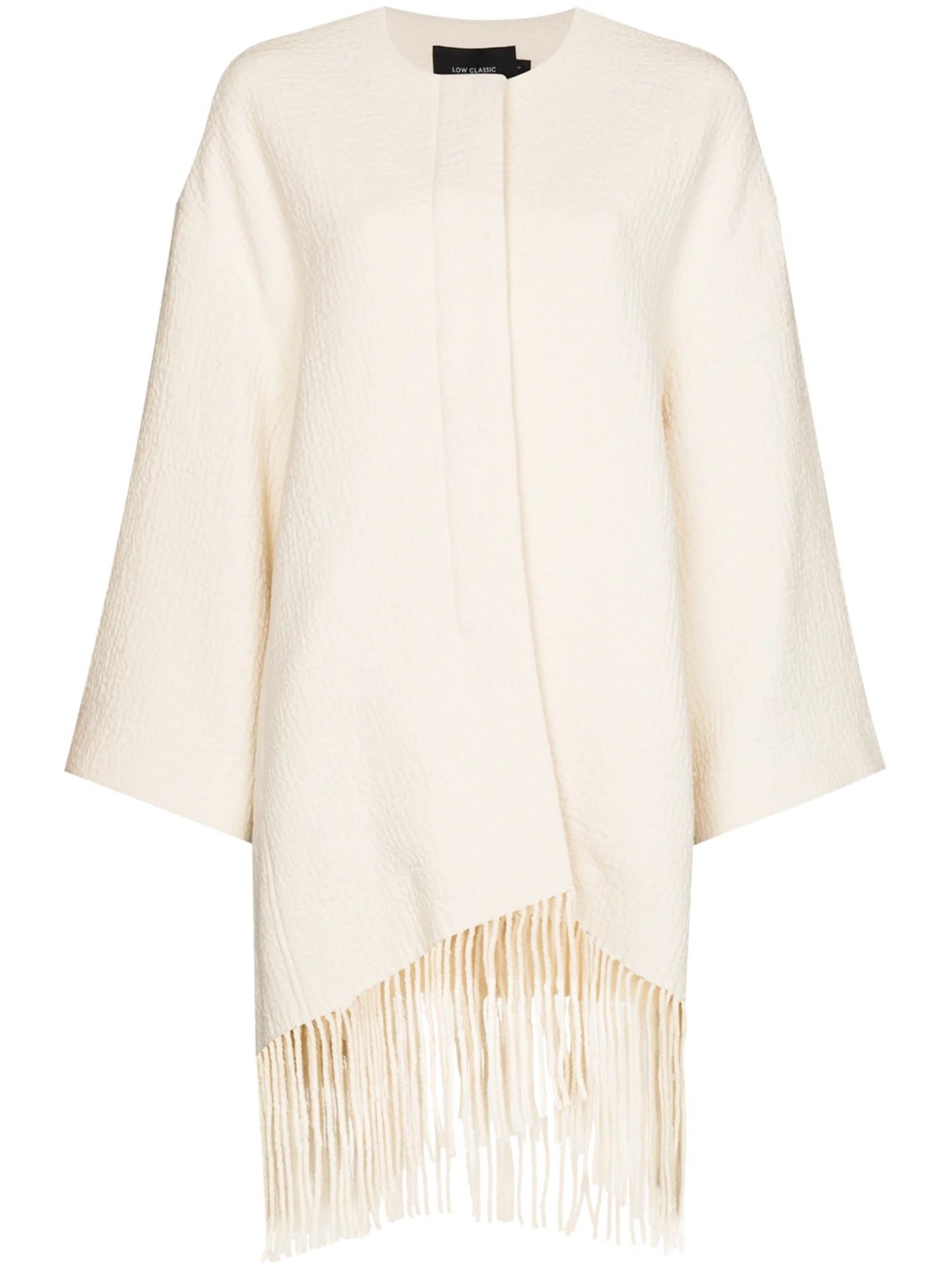 fringed-hem textured cape