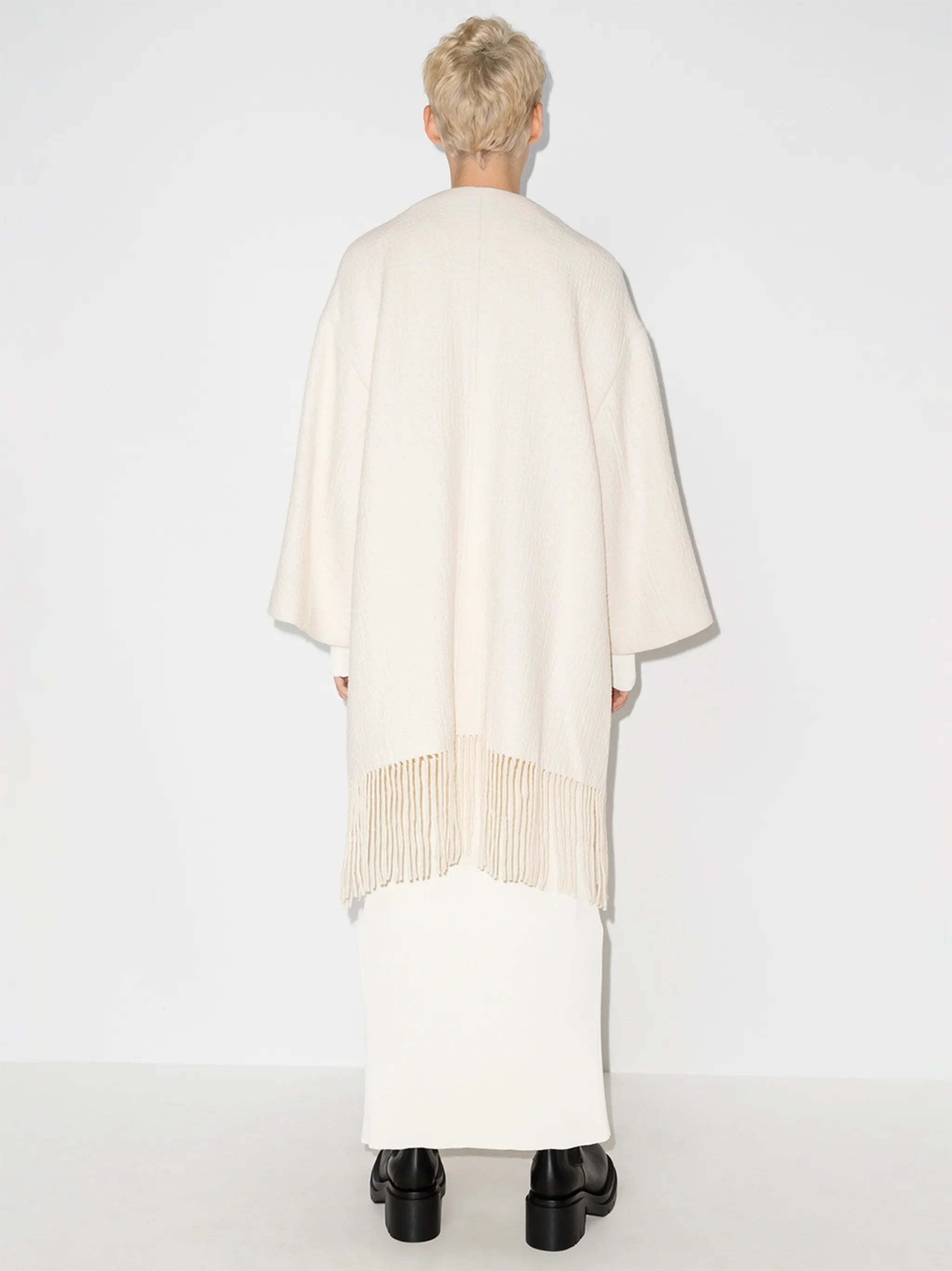 fringed-hem textured cape